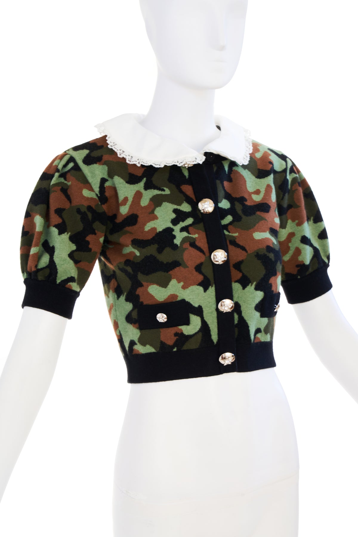 Allesandra Rich Camouflage Cropped Sweater