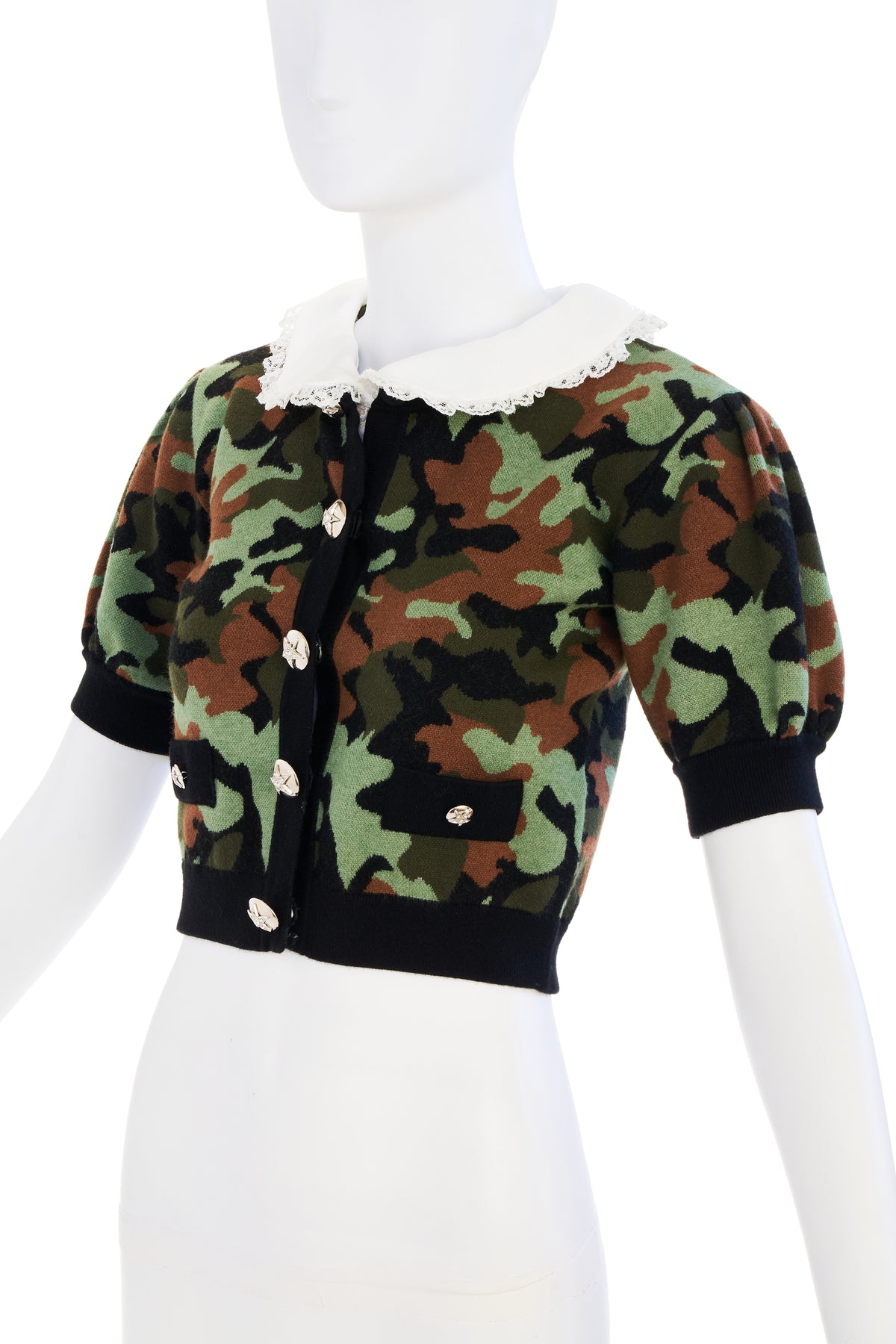 Allesandra Rich Camouflage Cropped Sweater