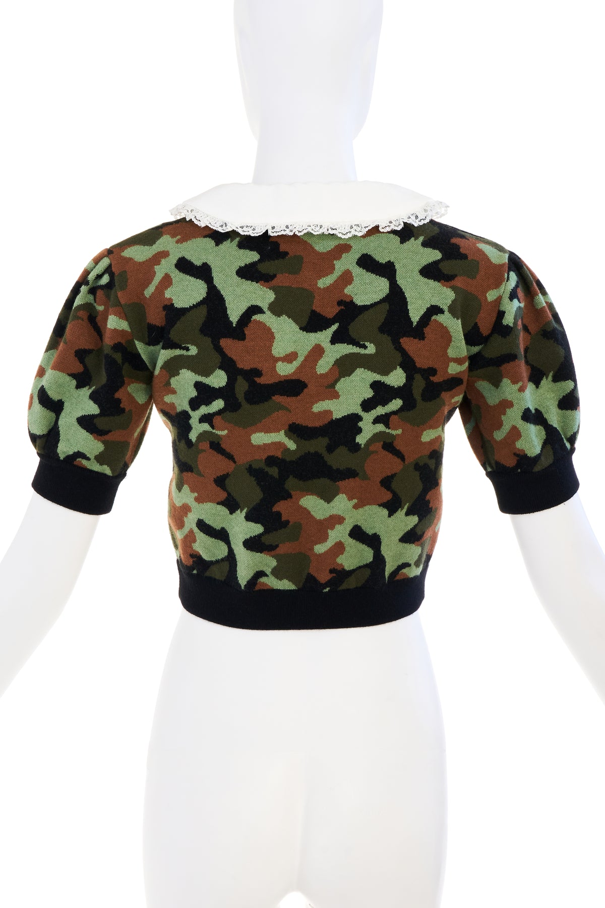 Allesandra Rich Camouflage Cropped Sweater