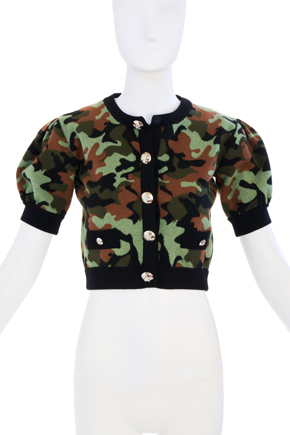 Allesandra Rich Camouflage Cropped Sweater