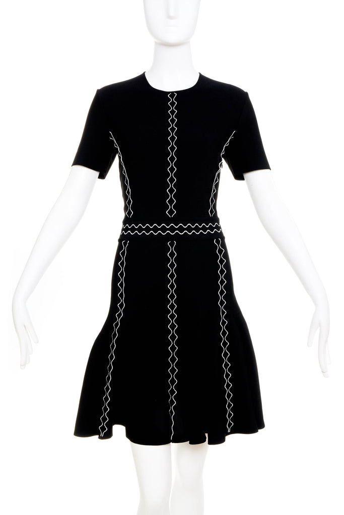 Alexander McQueen Fit'n'Flare Dress White Stitching L