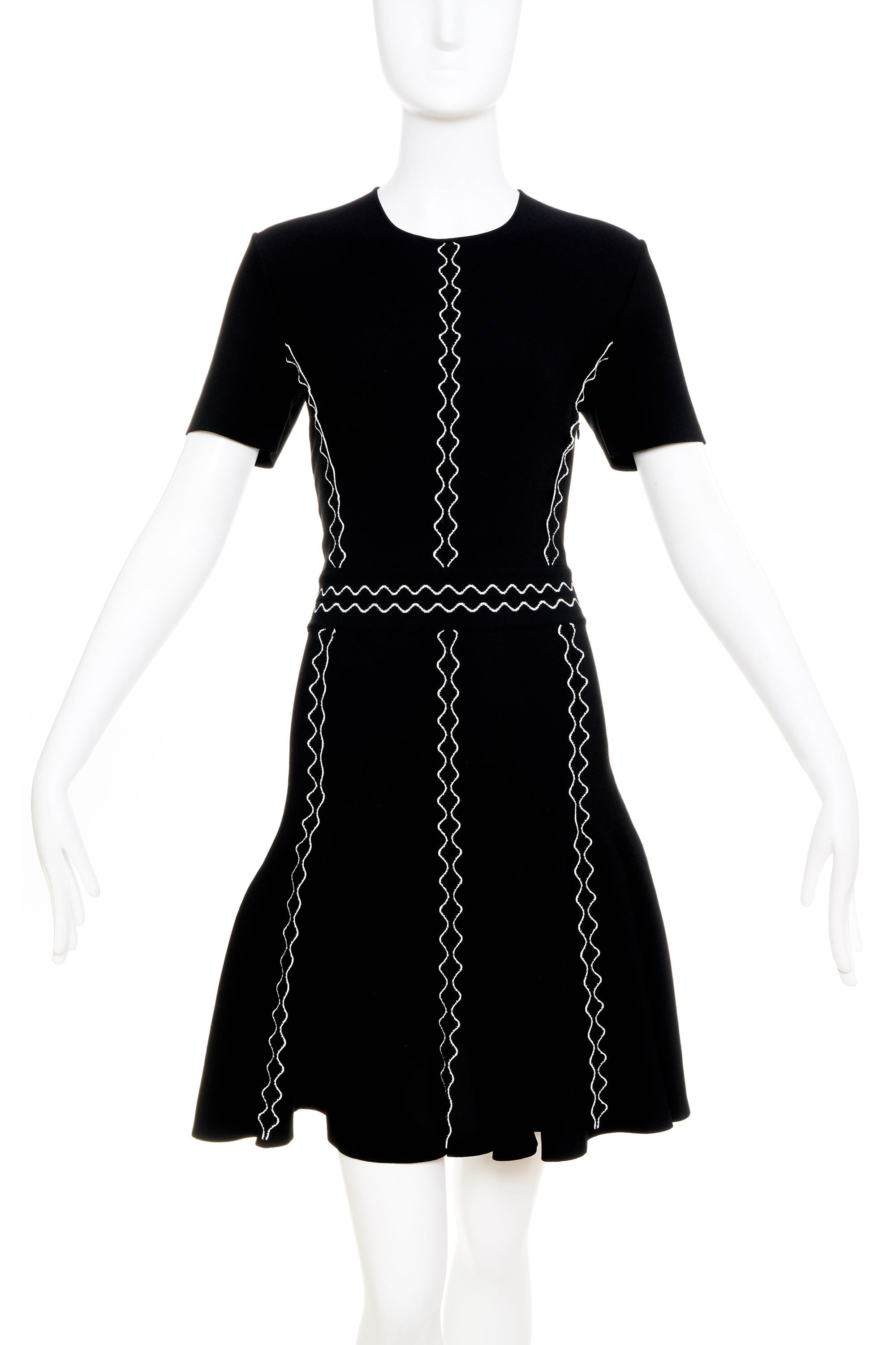 Alexander McQueen Fit'n'Flare Dress White Stitching L - Foxy Couture Carmel Alexander McQueen Fit'n'Flare Dress White Stitching L - Foxy Couture Carmel