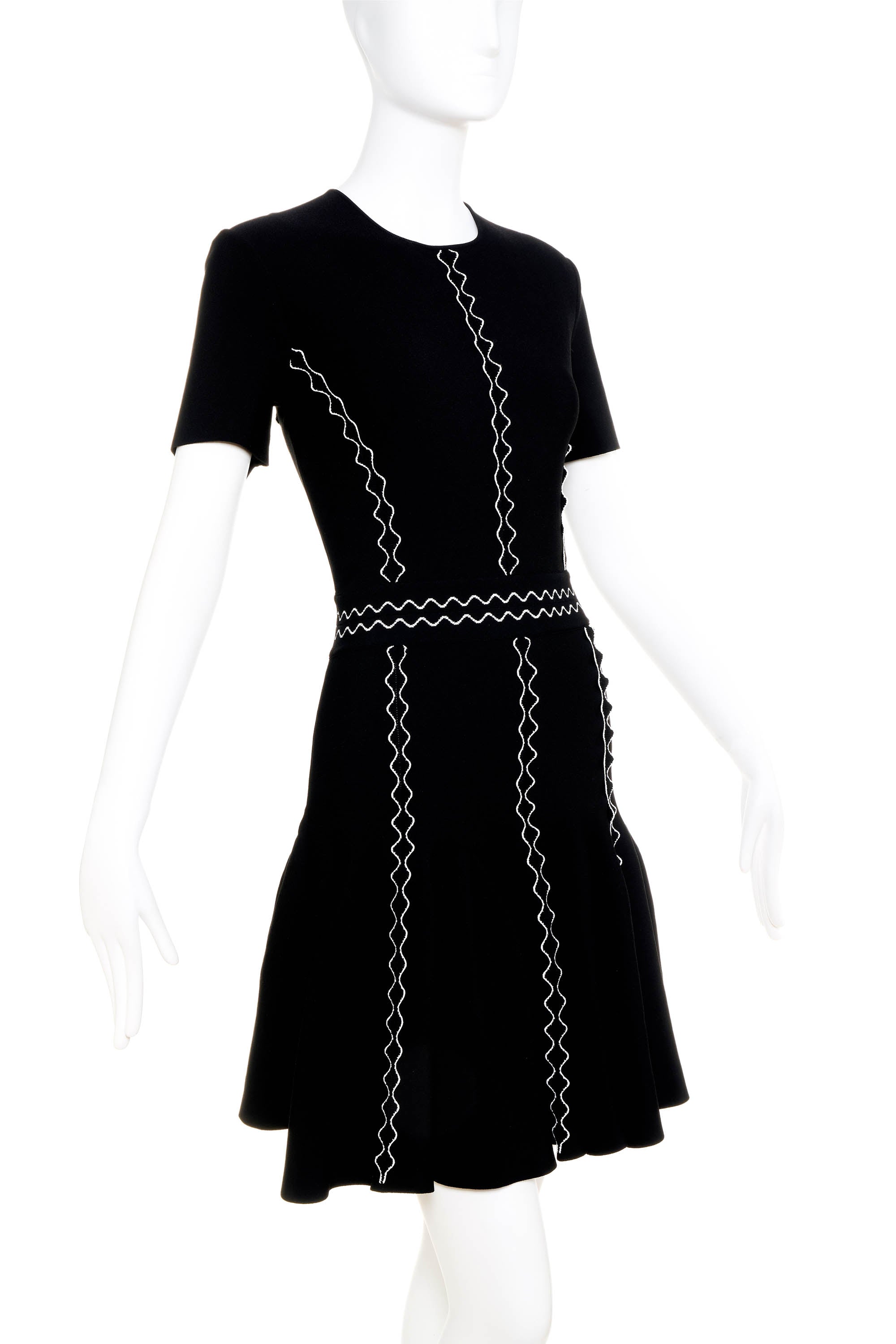 Alexander McQueen Fit'n'Flare Dress White Stitching L - Foxy Couture Carmel Alexander McQueen Fit'n'Flare Dress White Stitching L - Foxy Couture Carmel