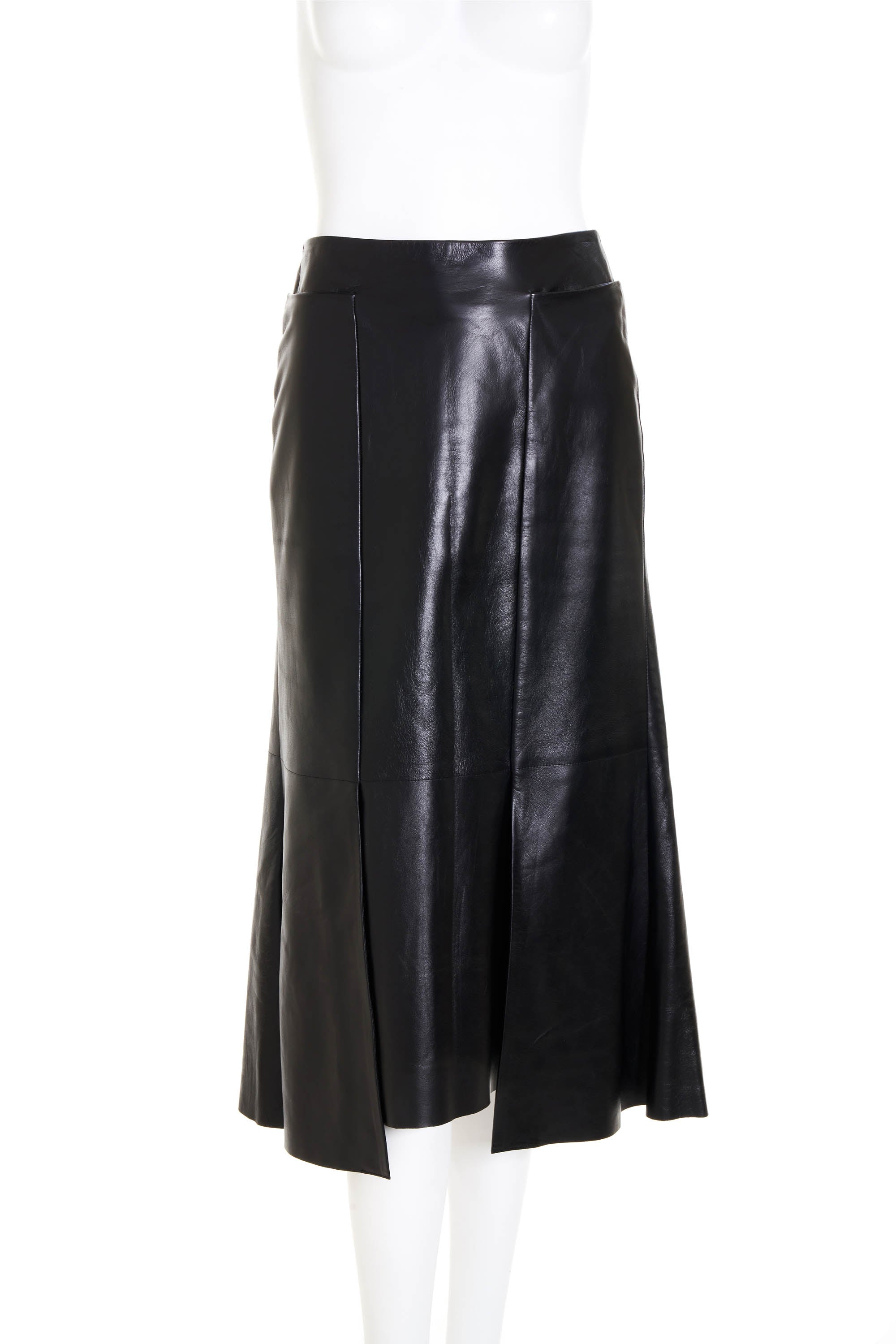 Alexander McQueen Leather A Line Midi Skirt Designer Size 36 