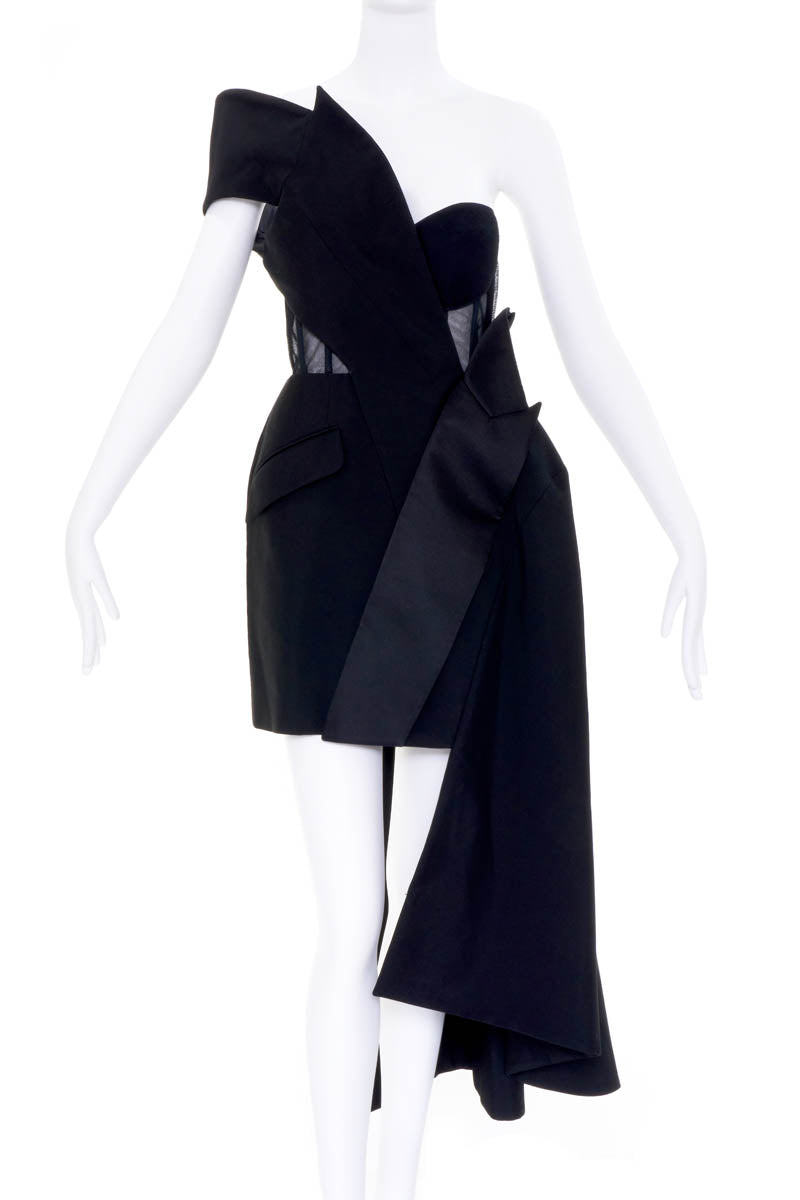 Alexander McQueen Size 40 Black Tuxedo Jacket Draped Gown