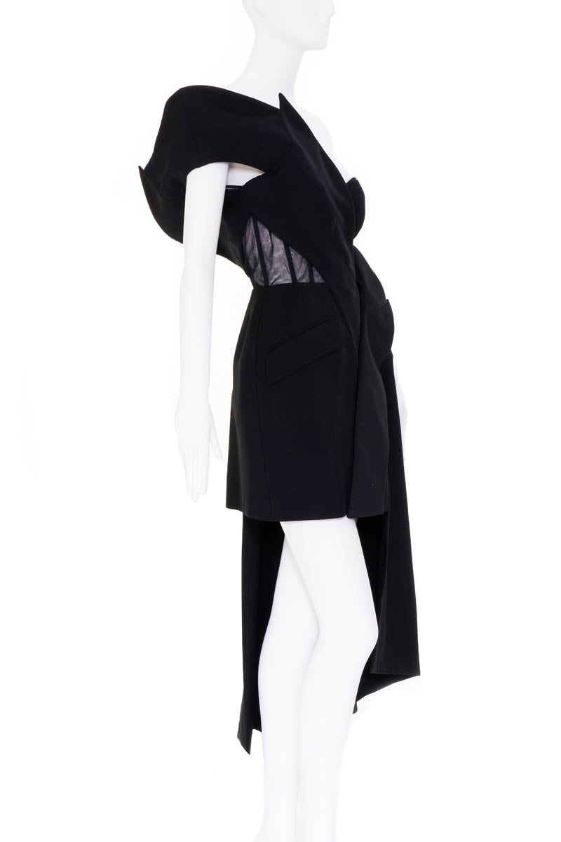 Alexander McQueen Size 40 Black Tuxedo Jacket Draped Gown