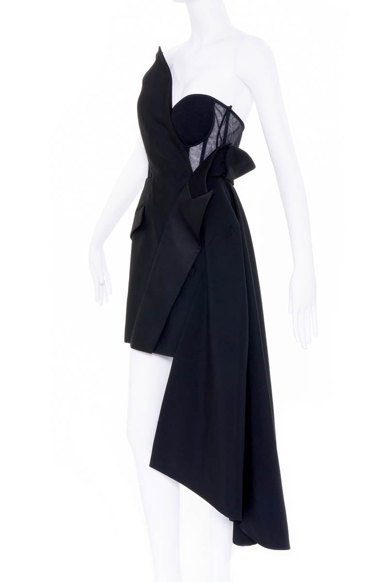 alexander mcqueen tuxedo mini dress Alexander Mcqueen Silk-trimmed Wool Mini Wrap Tuxedo Dress In Black