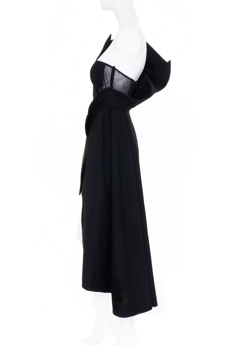 Alexander McQueen Size 40 Black Tuxedo Jacket Draped Gown - Foxy Couture Carmel Alexander McQueen Size 40 Black Tuxedo Jacket Draped Gown - Foxy Couture Carmel