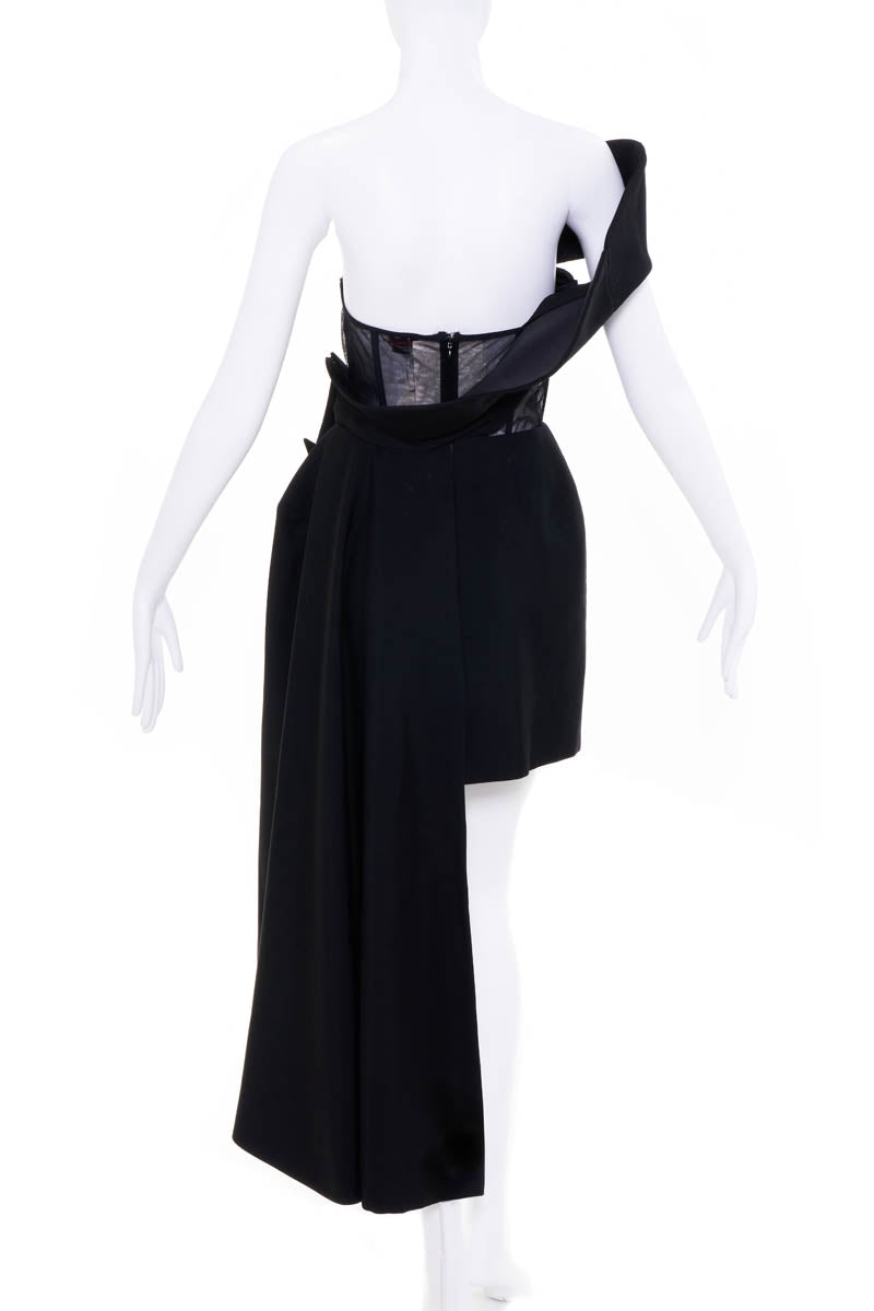 Alexander McQueen Size 40 Black Tuxedo Jacket Draped Gown