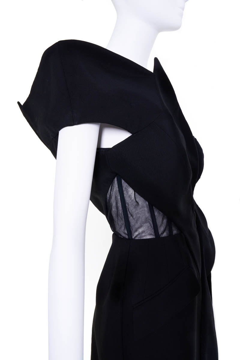Alexander McQueen Size 40 Black Tuxedo Jacket Draped Gown