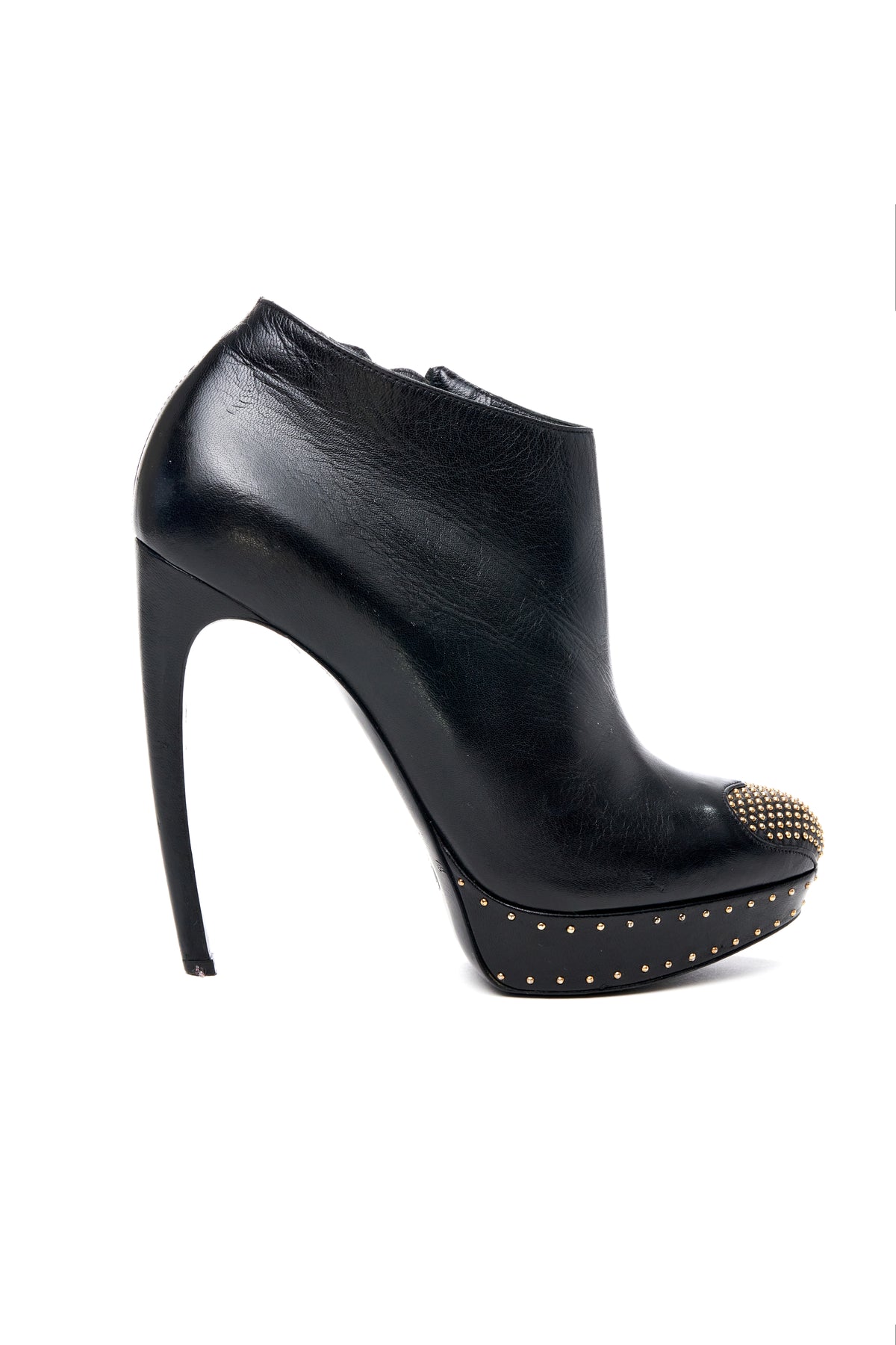 Alexander McQueen Studded Heart Toe Stiletto Ankle Heel 39.5