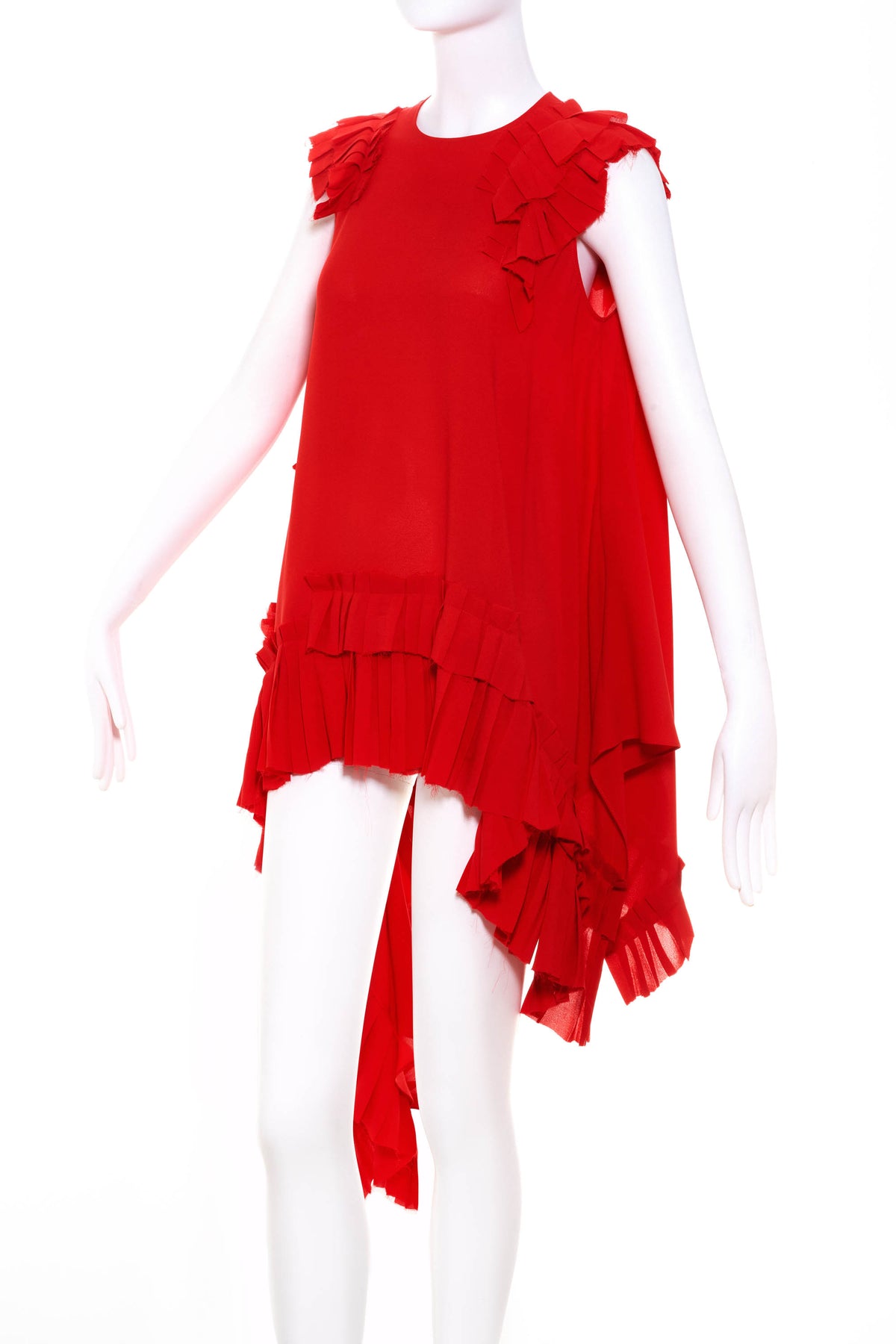 Alexander McQueen Red Crepe Ruffle Top