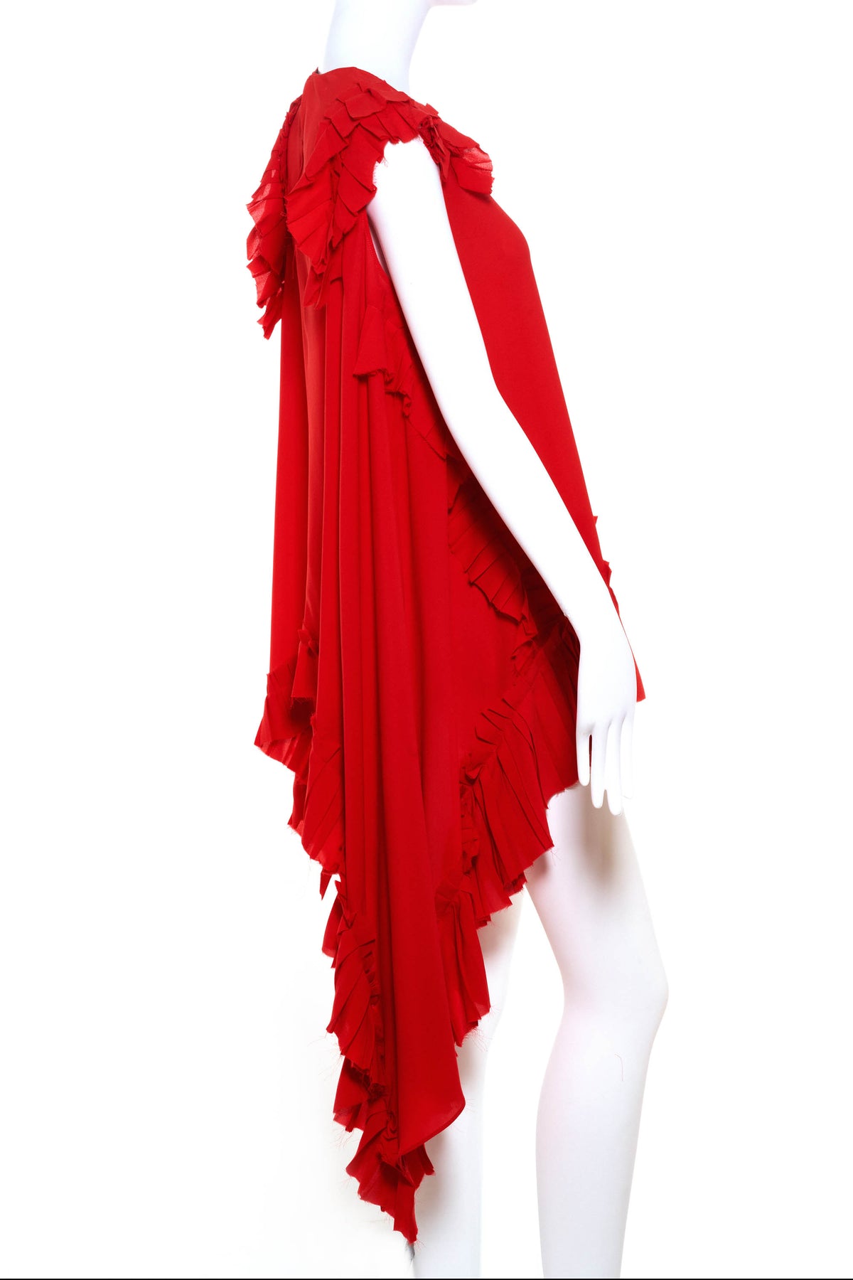 Alexander McQueen Red Crepe Ruffle Top