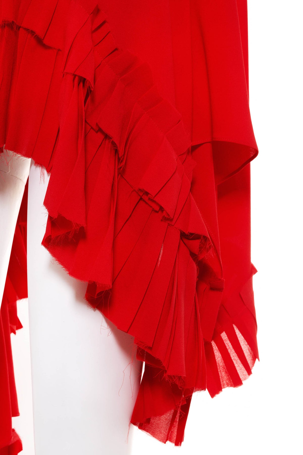 Alexander McQueen Red Crepe Ruffle Top