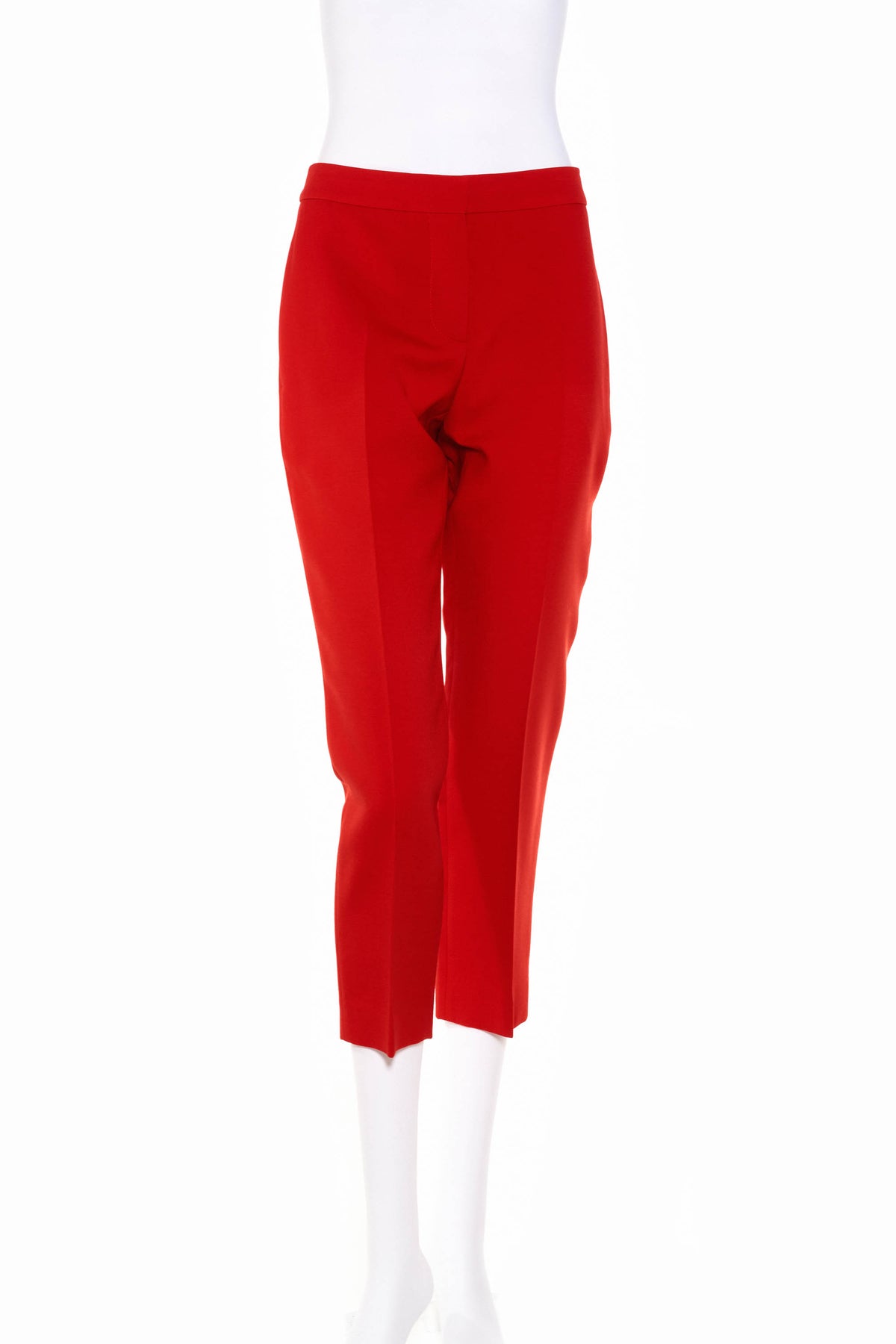 Alexander McQueen Red Cropped Flat Front Pants