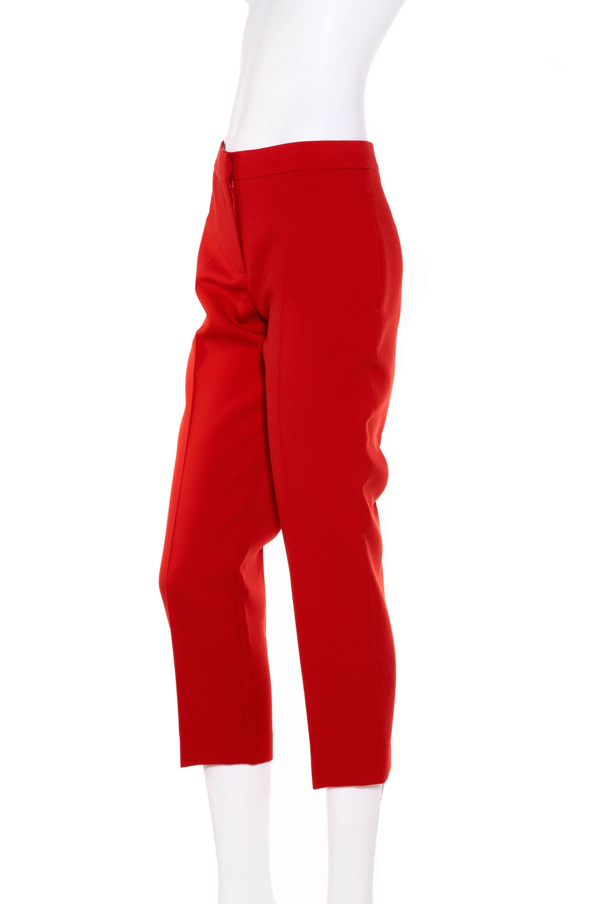 Alexander McQueen Red Cropped Flat Front Pants