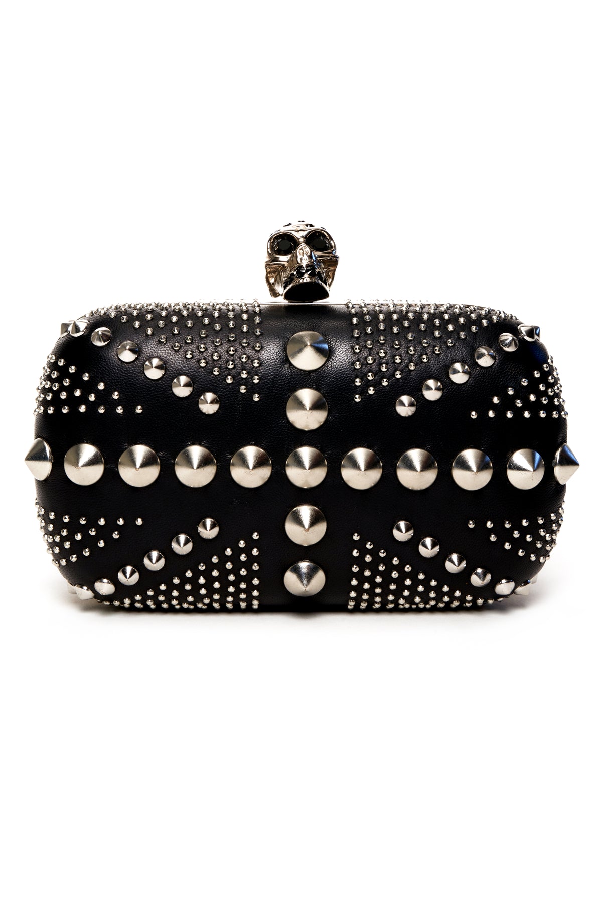 Alexander McQueen Black Studded Skull Clutch