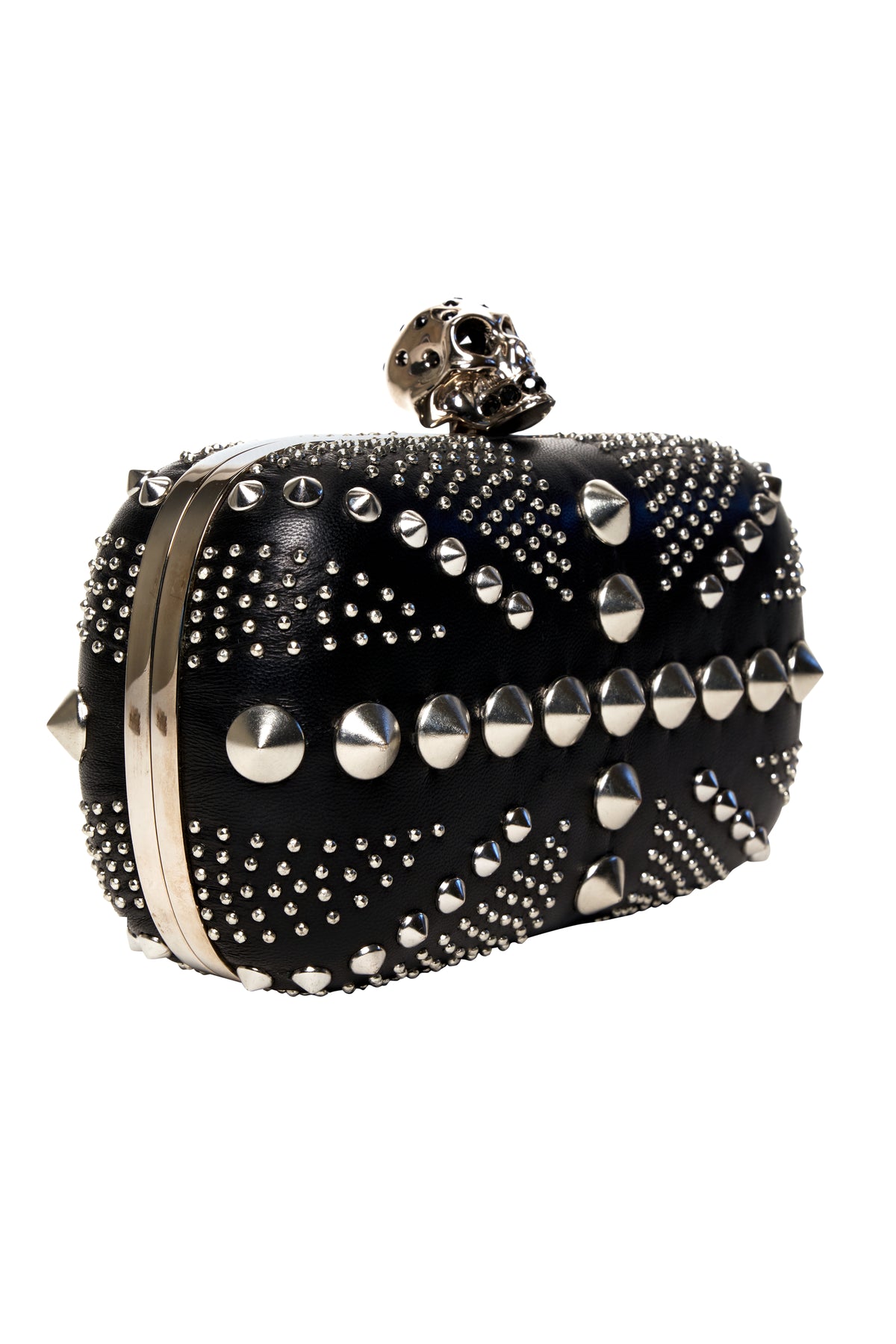 Alexander McQueen Black Studded Skull Clutch