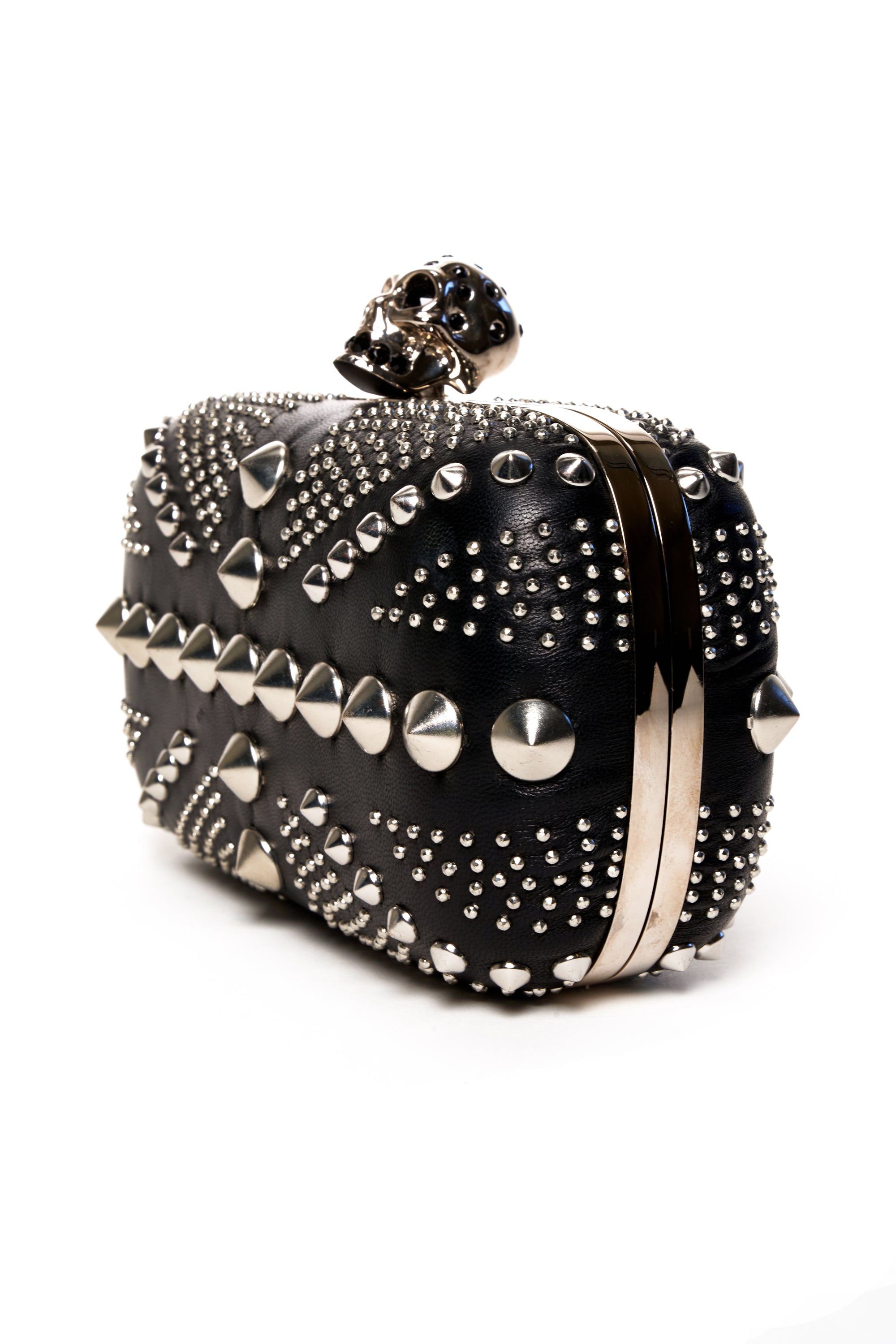 Alexander McQueen Black Studded Skull Clutch