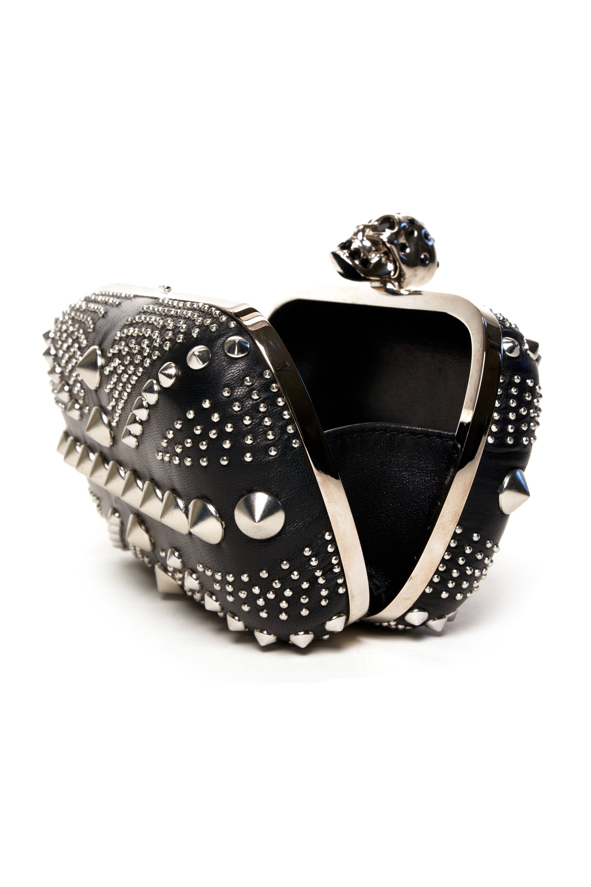 Alexander McQueen Black Studded Skull Clutch