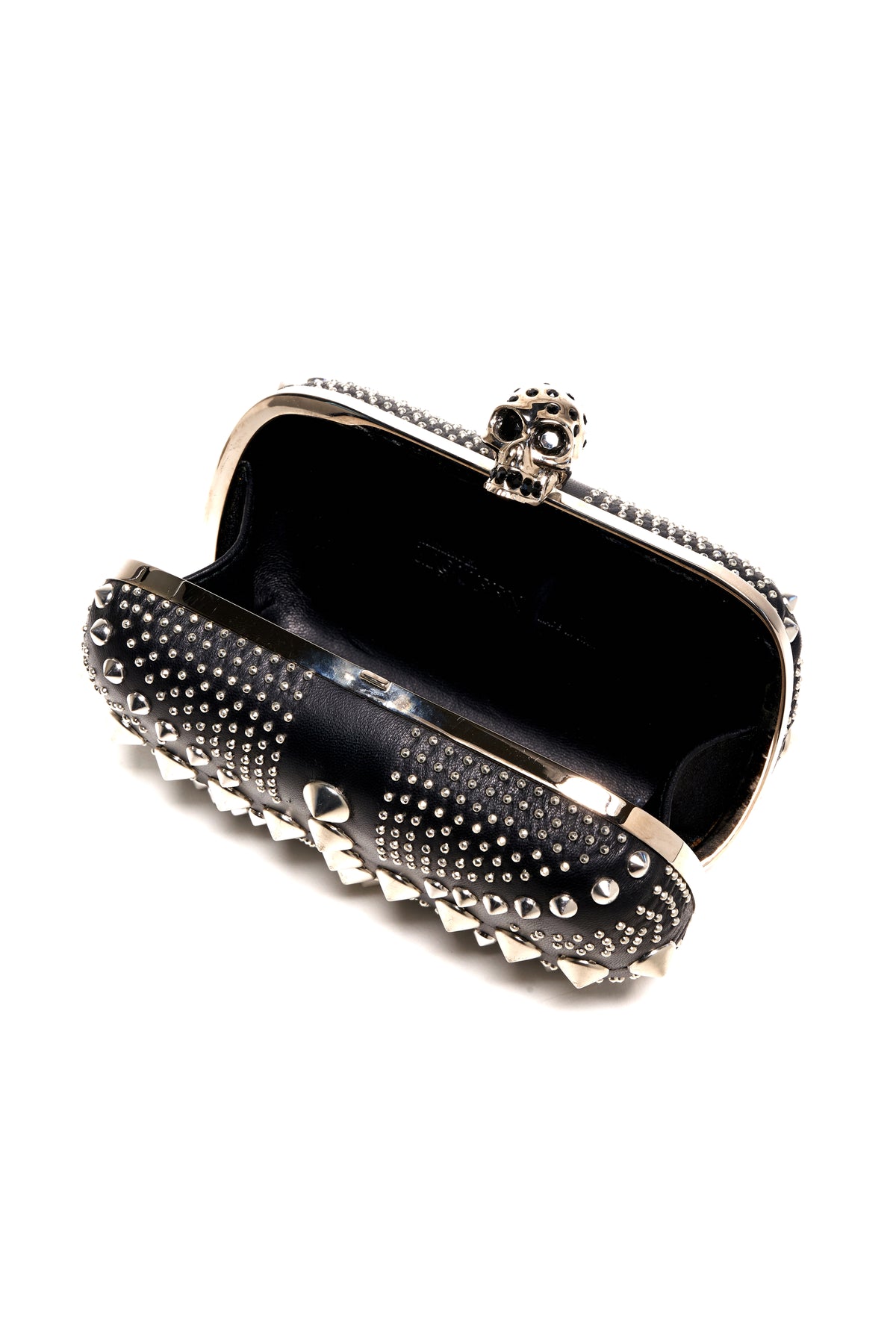 Alexander McQueen Black Studded Skull Clutch