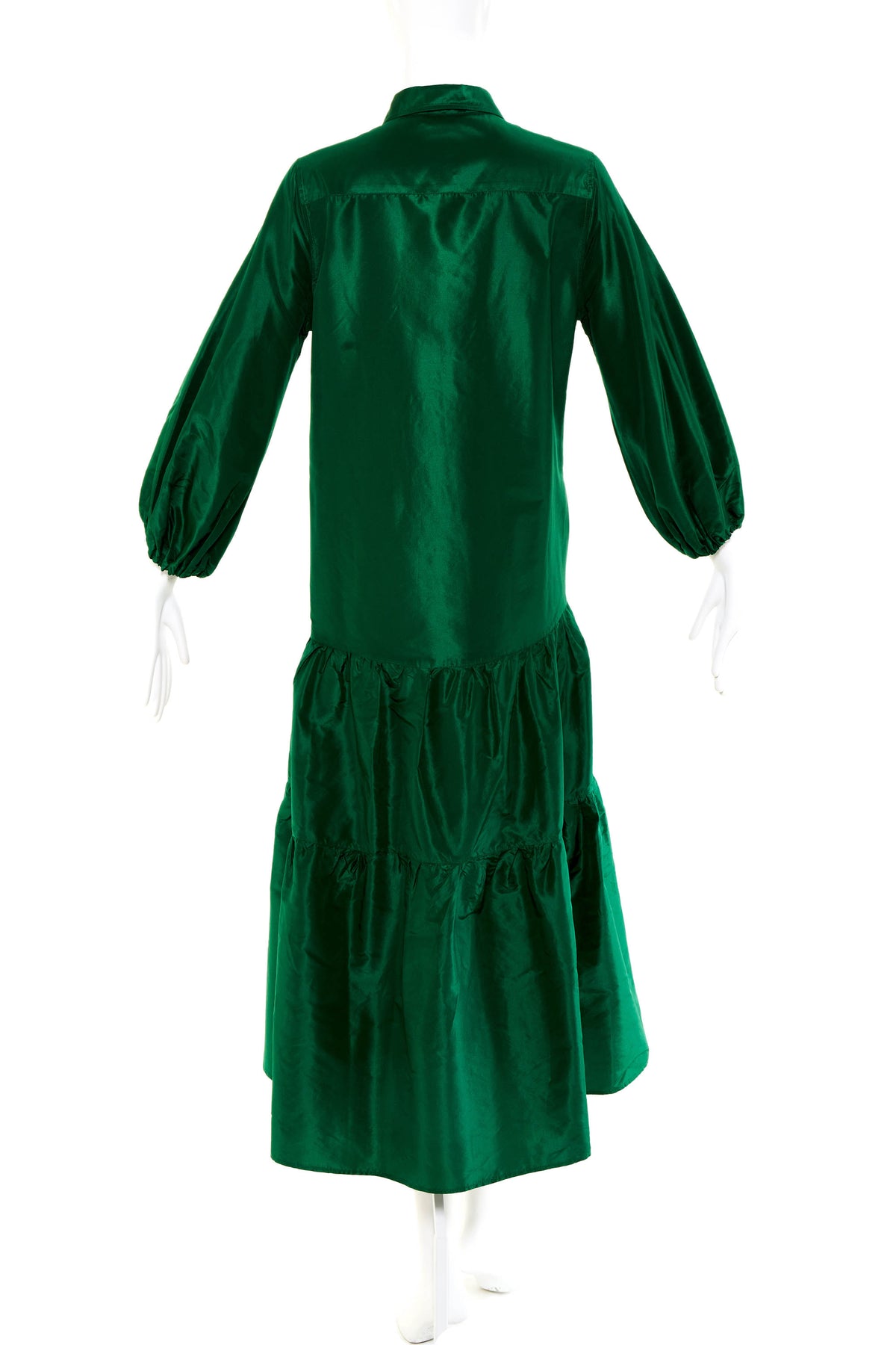 Ann Mashburn Green Taffeta Shirt Dress Size Small