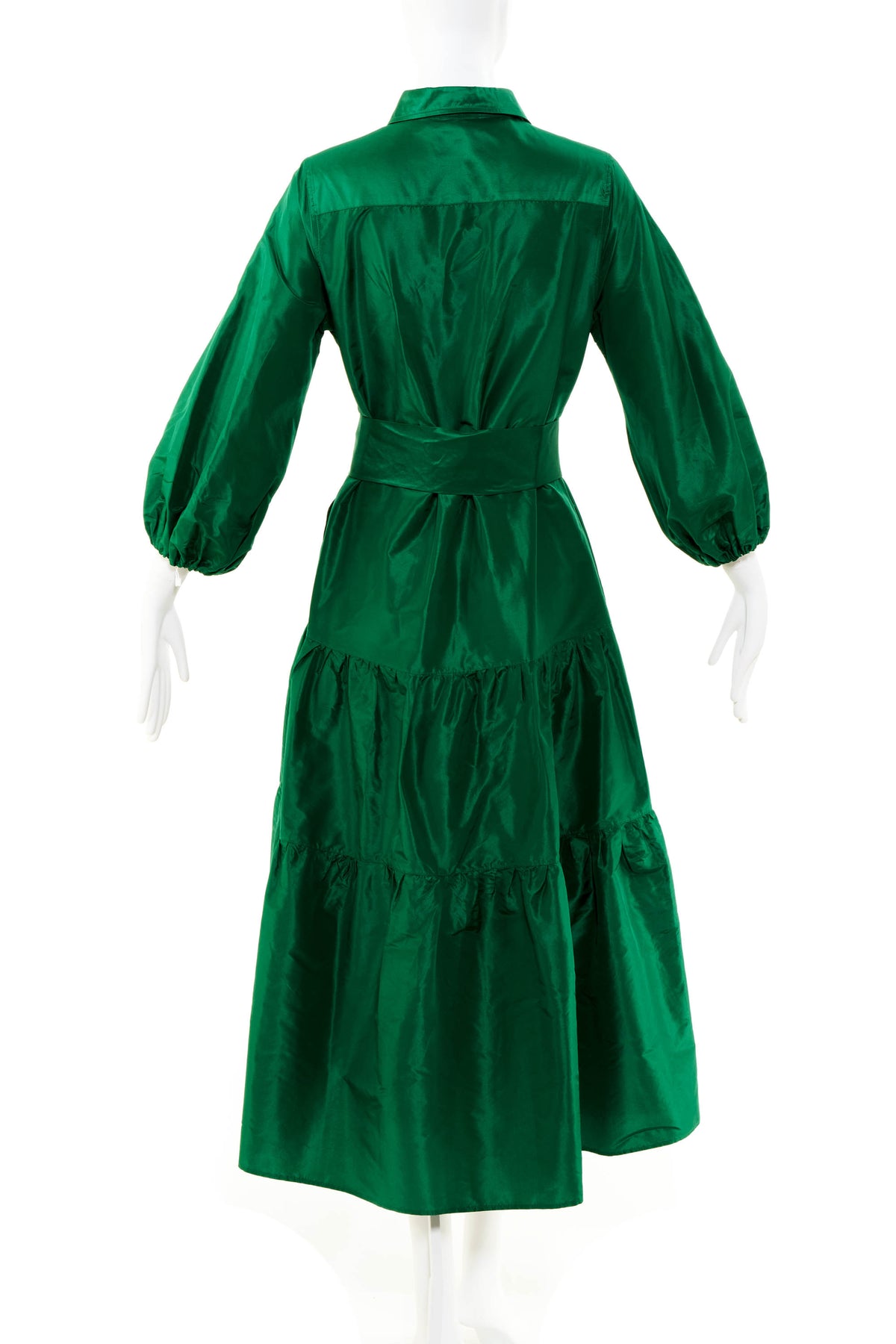 Ann Mashburn Green Taffeta Shirt Dress Size Small