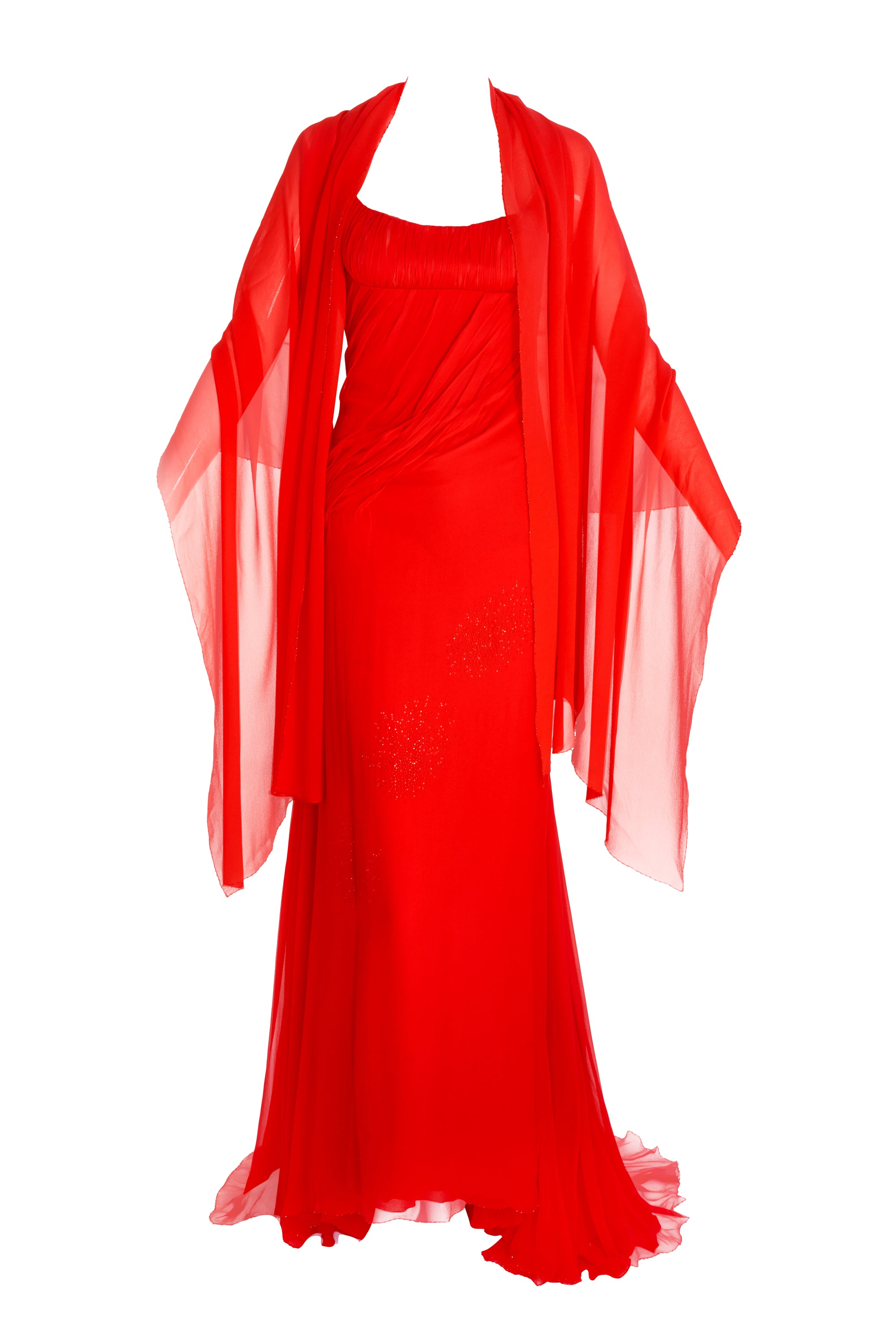 Versace Atelier Red Chiffon Gown