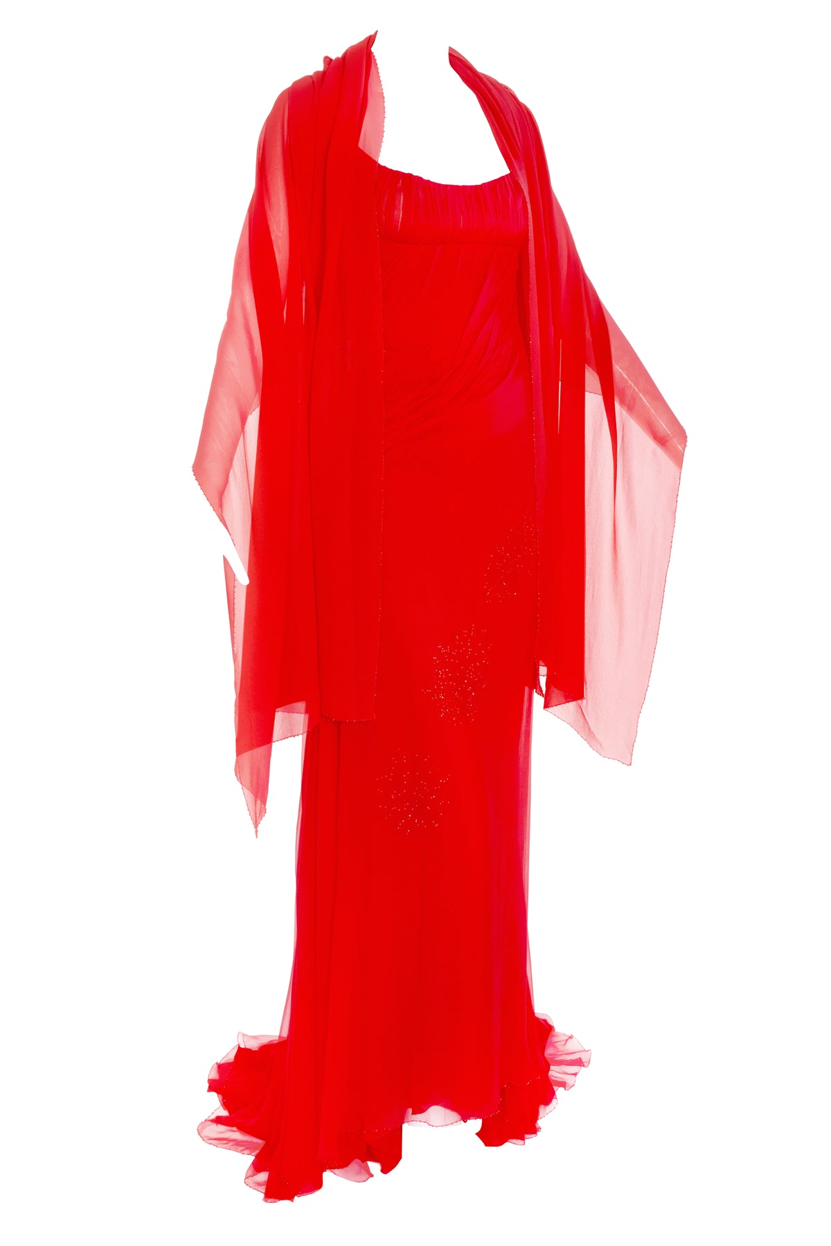 Versace Atelier Red Chiffon Gown