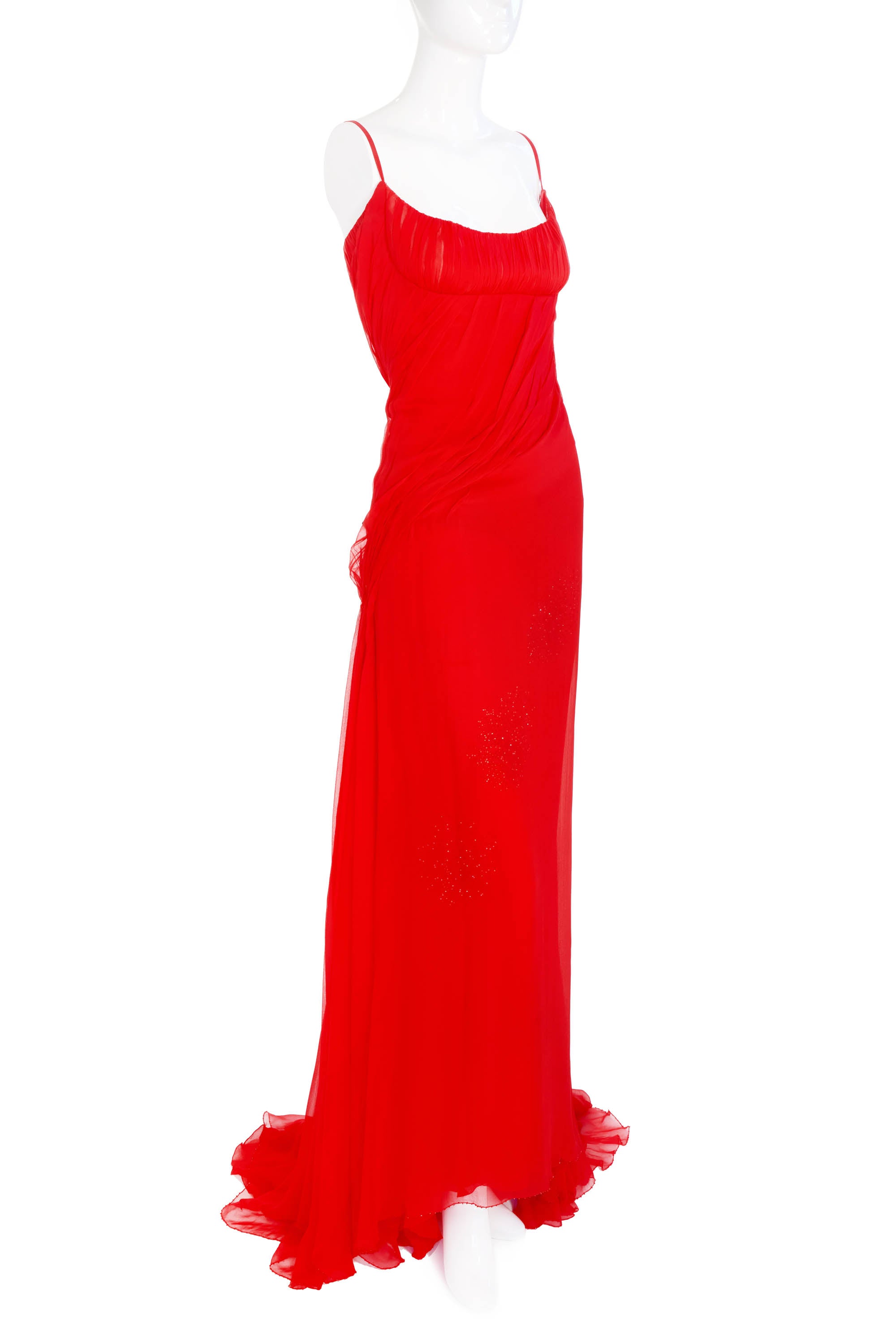 Versace Atelier Red Chiffon Gown