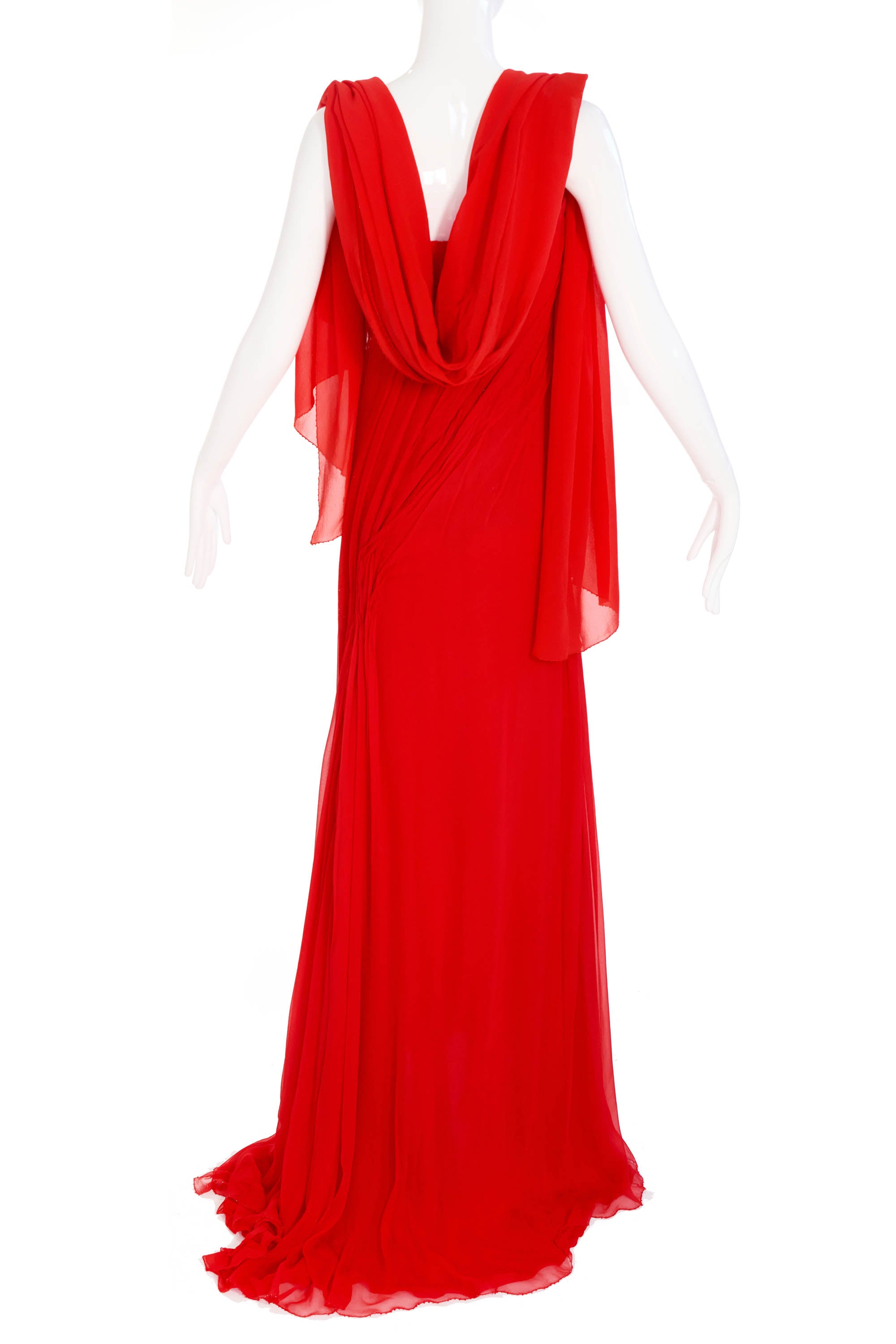 Versace Atelier Red Chiffon Gown