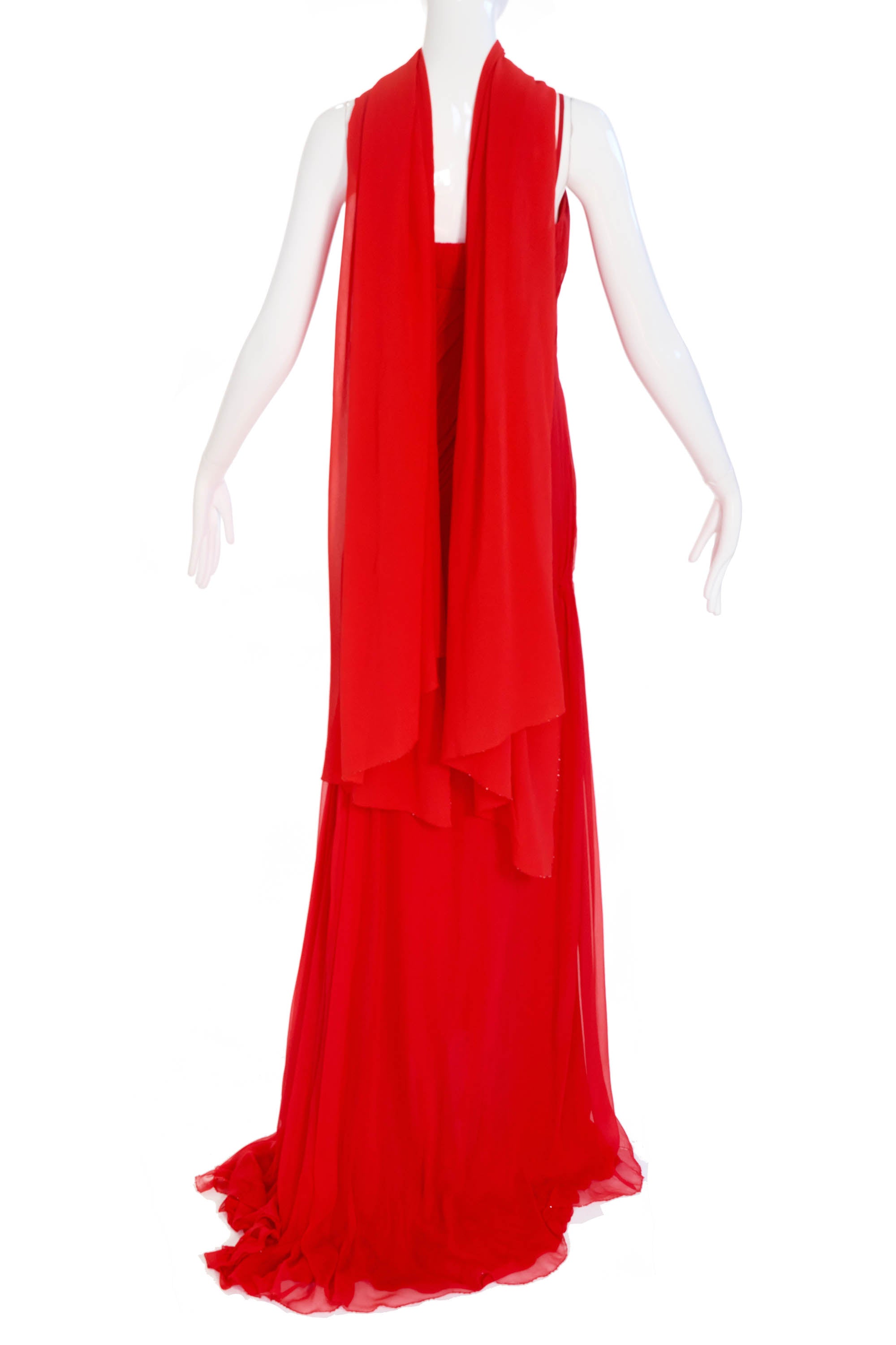 Versace Atelier Red Chiffon Gown