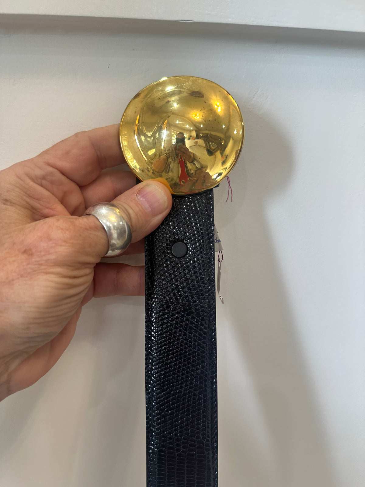 Reserved for Claudia: Kieselstein Cord Black Band With Domed Gold Buckle