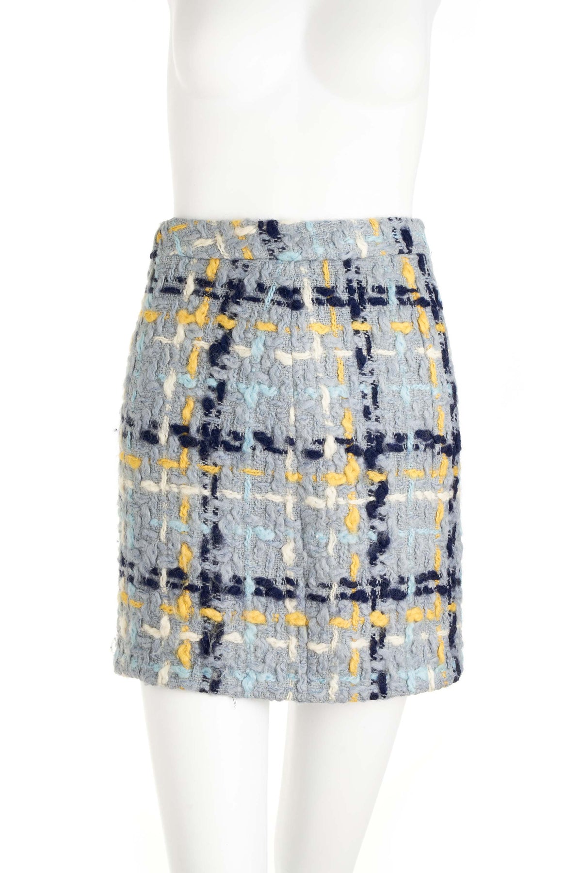 Balenciaga chunky tweed Skirt Suit Grey-Blue and Yellow Size 36