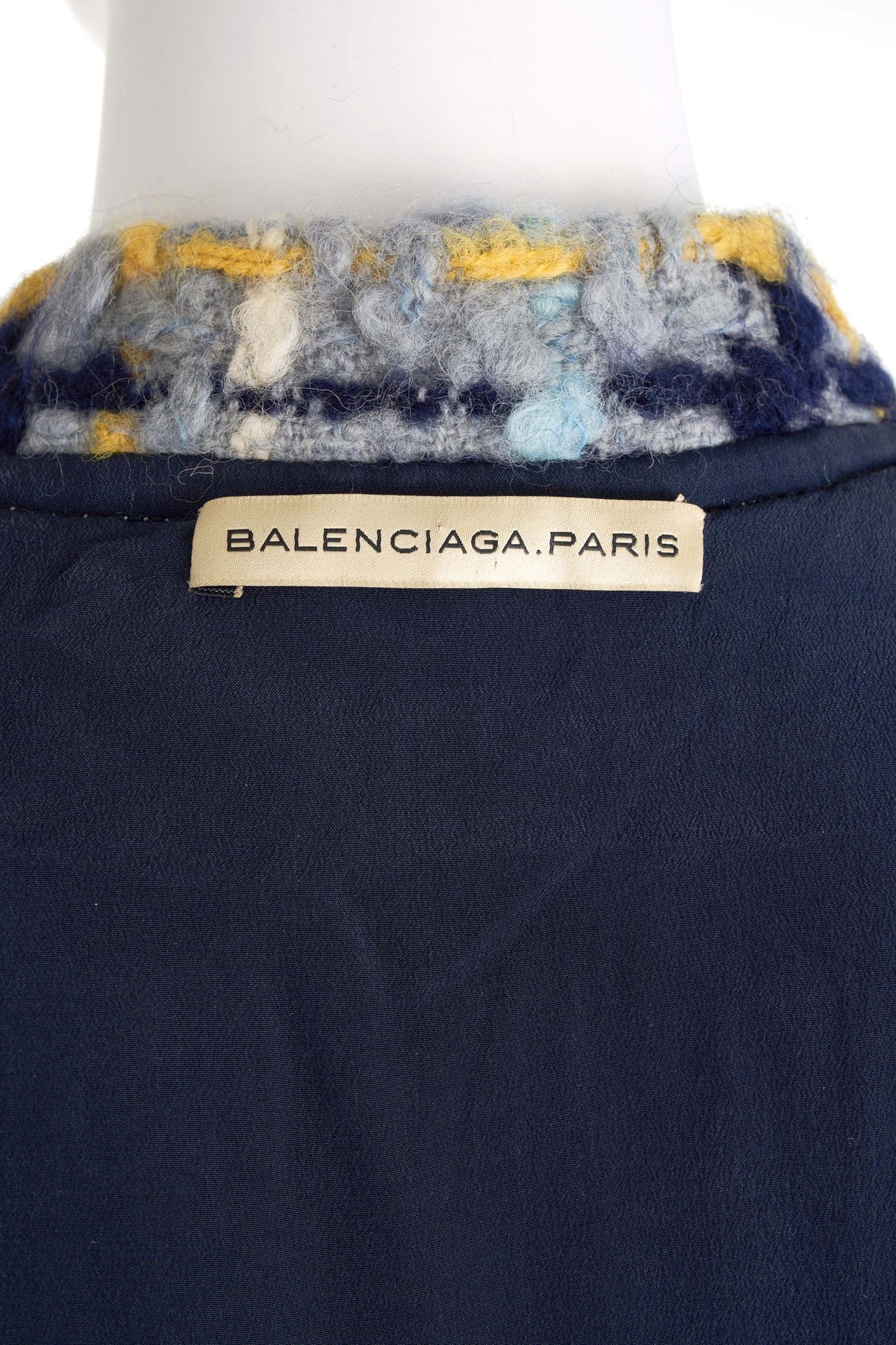 Balenciaga chunky tweed Skirt Suit Grey-Blue and Yellow Size 36