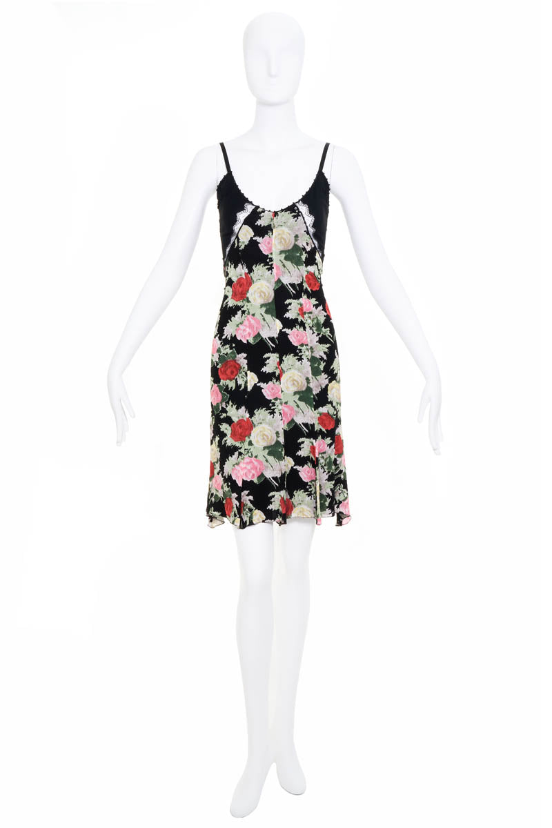 Blumarine Black Print Bias Slip Dress Size 42/6