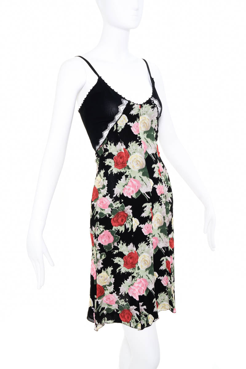 Blumarine Black Print Bias Slip Dress Size 42/6