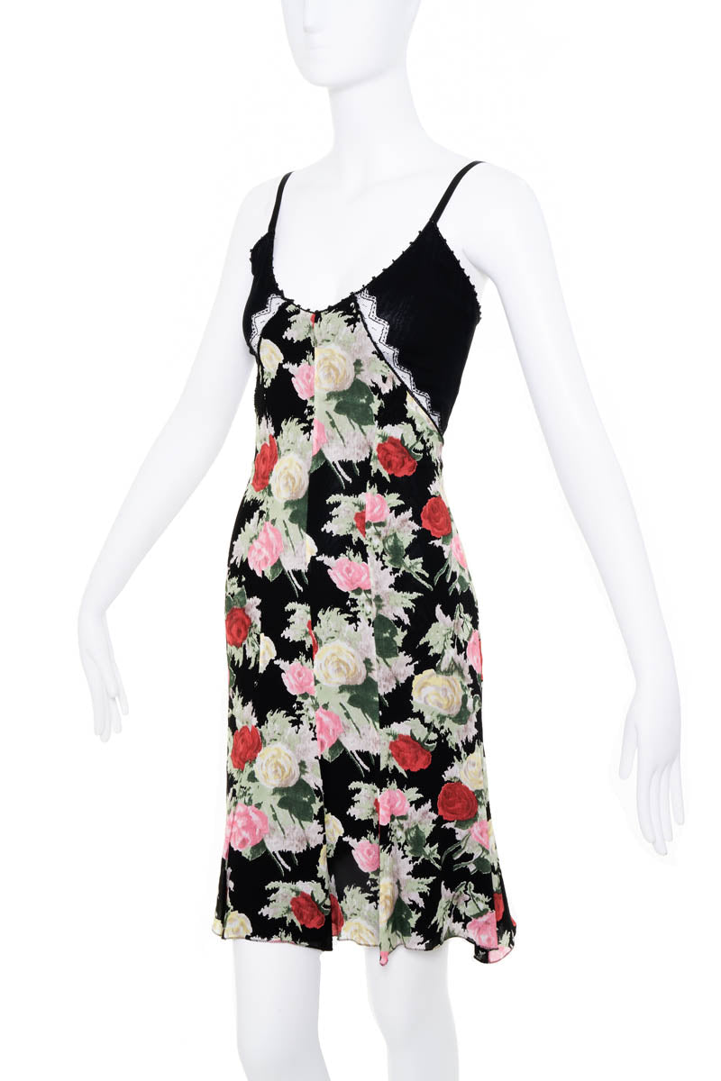 Blumarine Black Print Bias Slip Dress Size 42/6