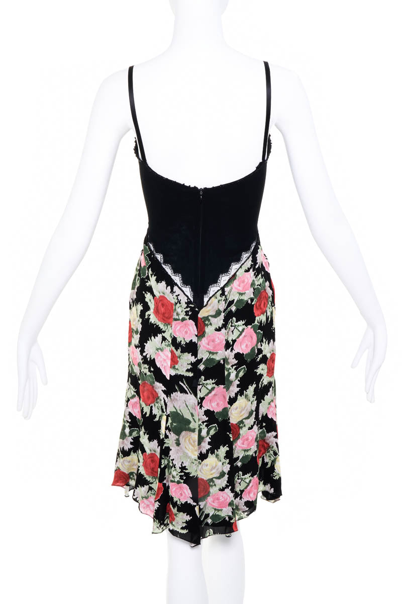 Blumarine Black Print Bias Slip Dress Size 42/6