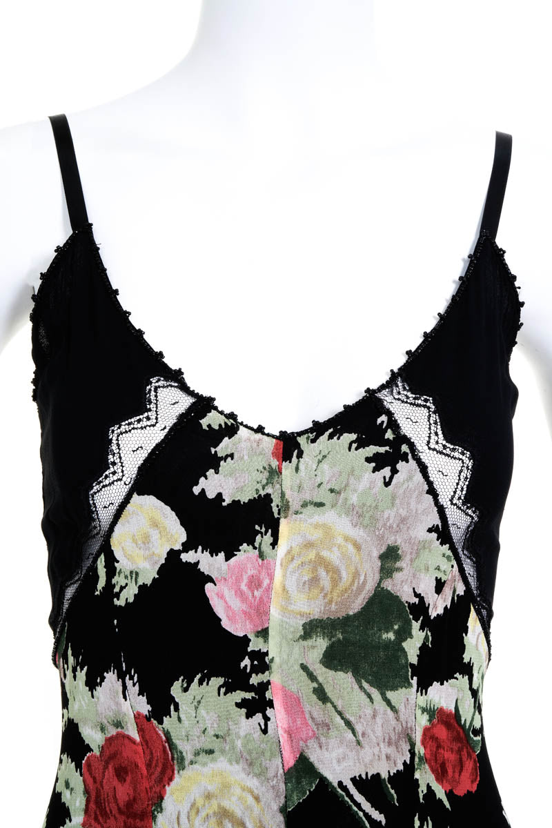 Blumarine Black Print Bias Slip Dress Size 42/6