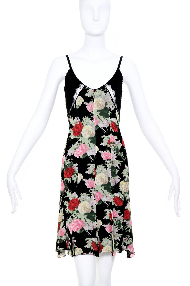 Blumarine Black Print Bias Slip Dress Size 42/6