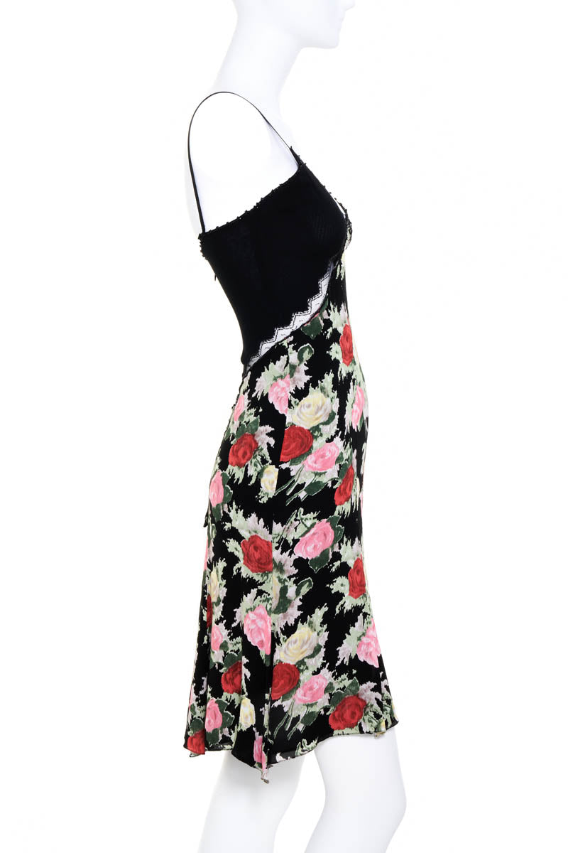 Blumarine Black Print Bias Slip Dress Size 42/6