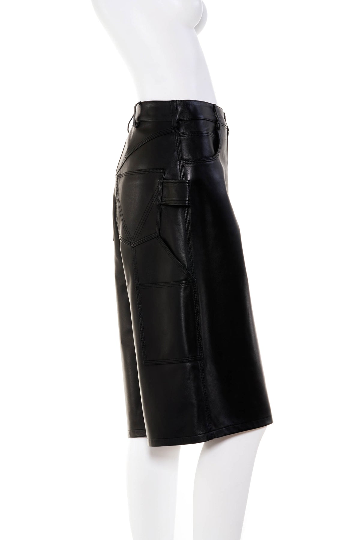 Bottega Veneta Black Leather Shorts Size 40