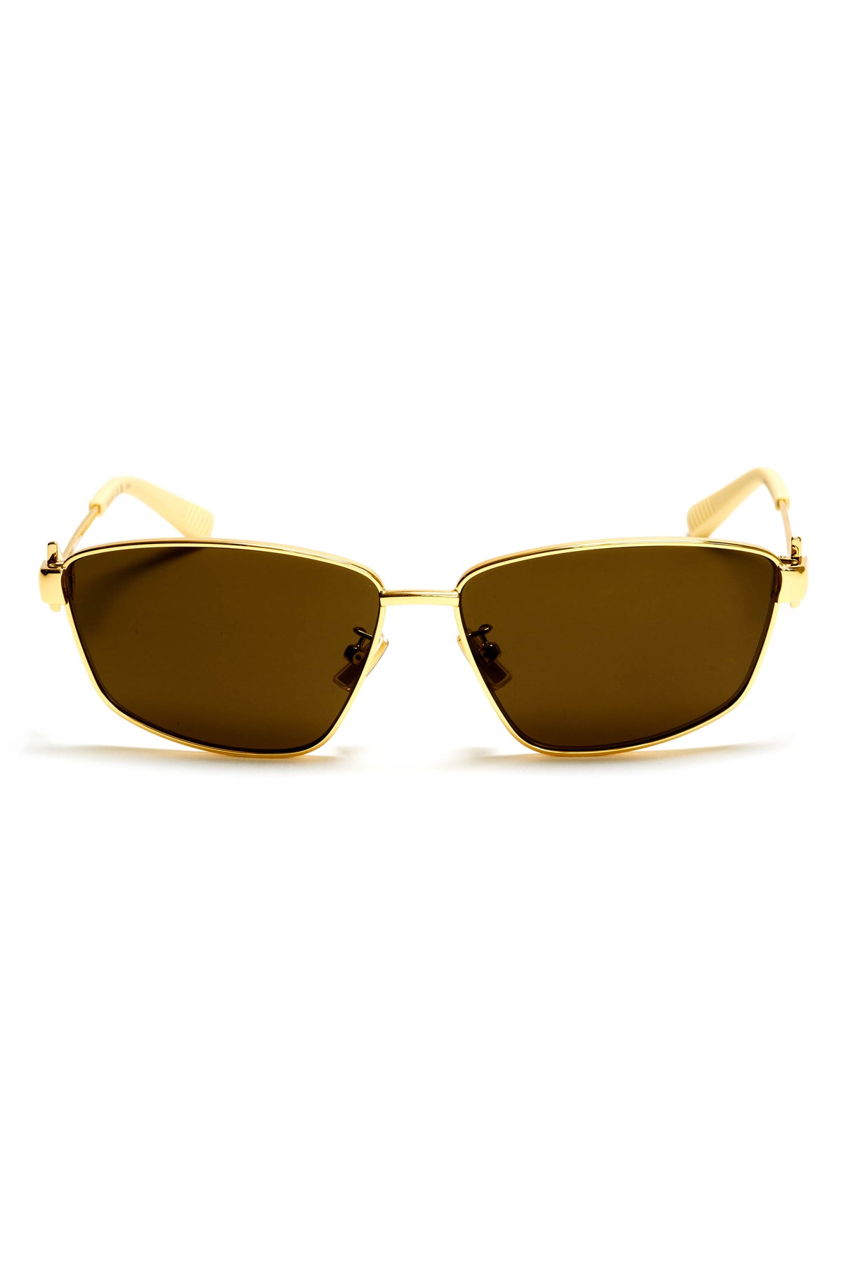 Bottega Veneta Gold Tone Frames With Tan Temples
