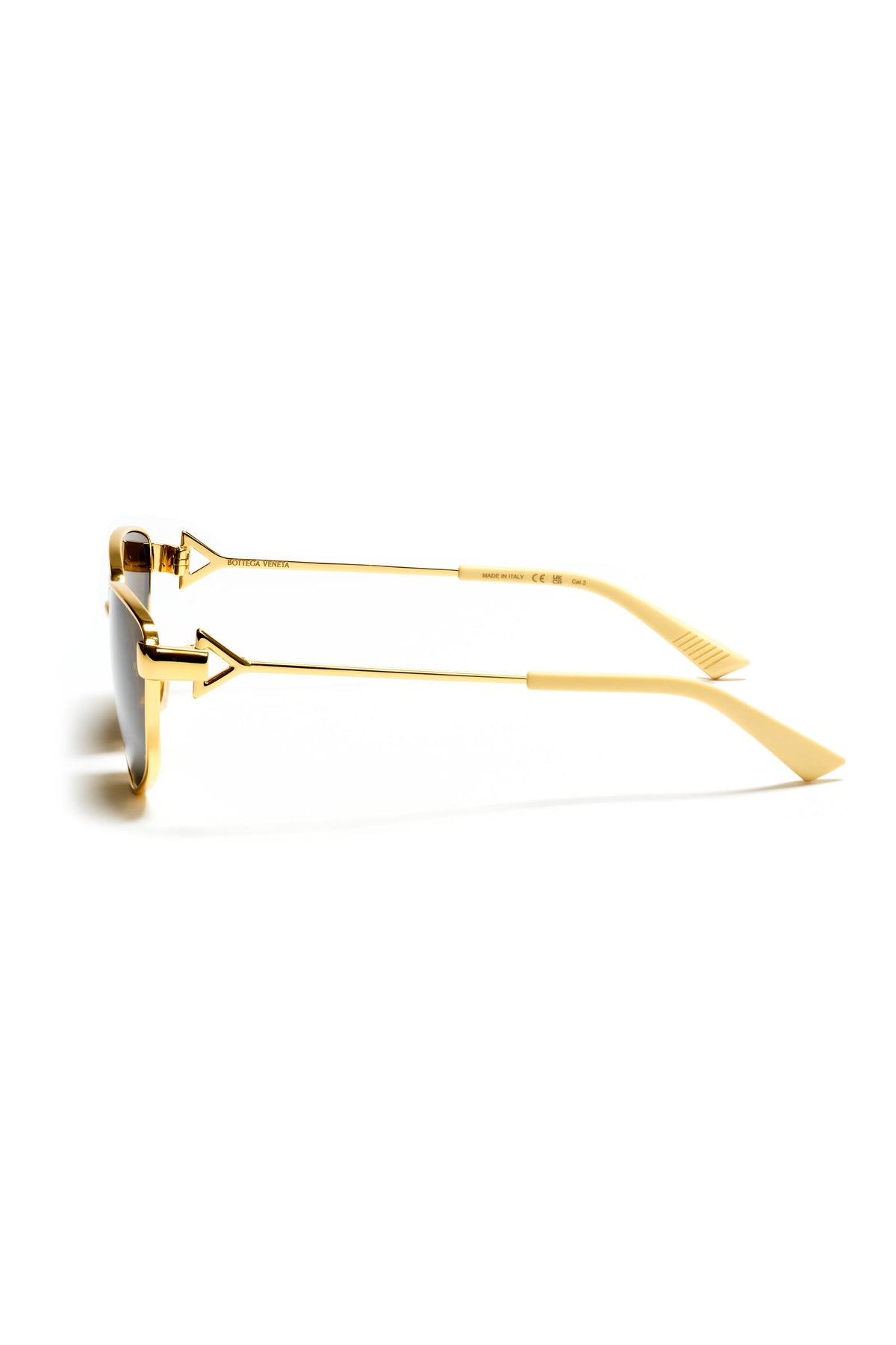 Bottega Veneta Gold Tone Frames With Tan Temples