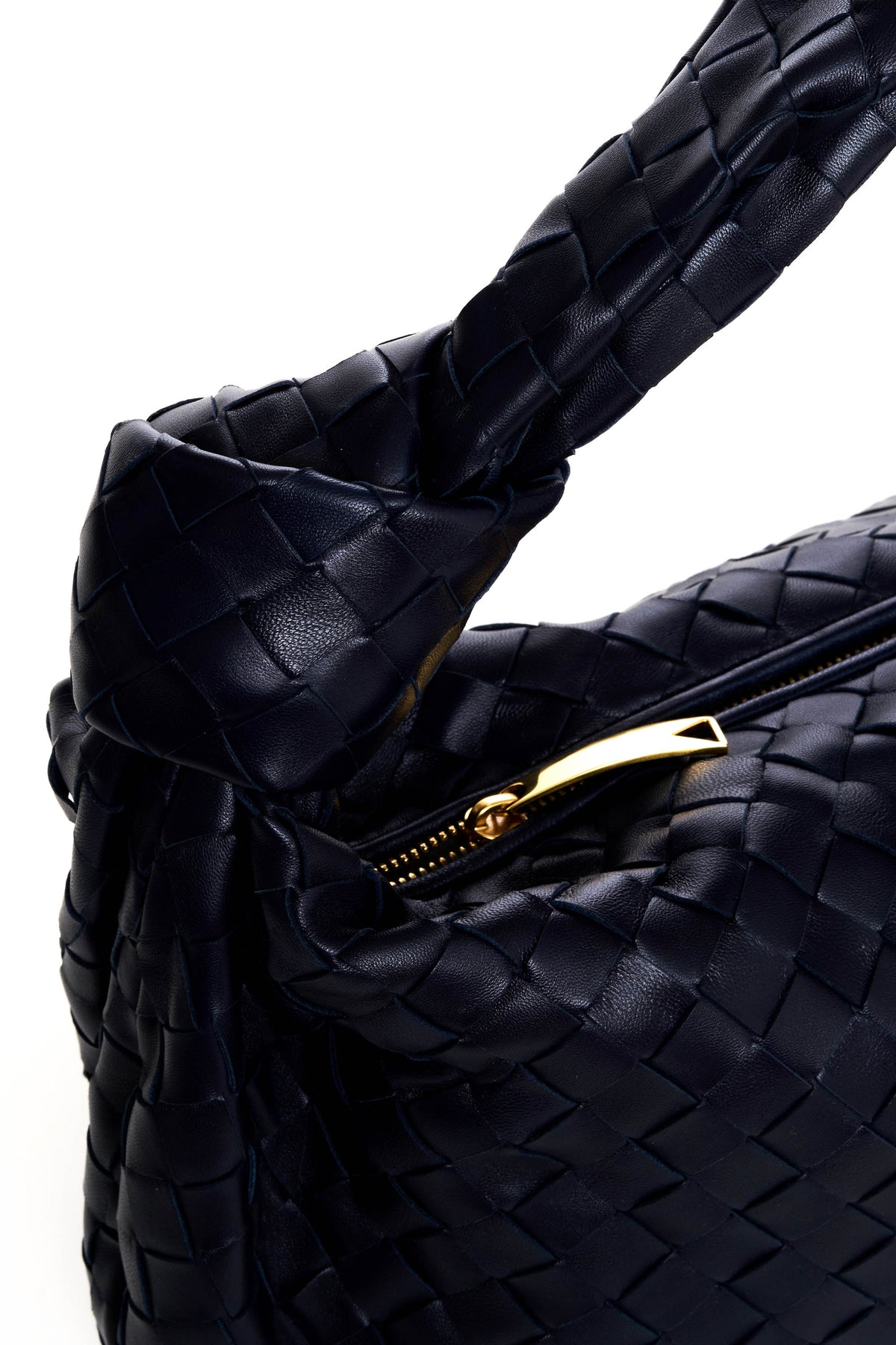 Bottega Veneta Navy Blue Intrecciato Small Jodie Purse