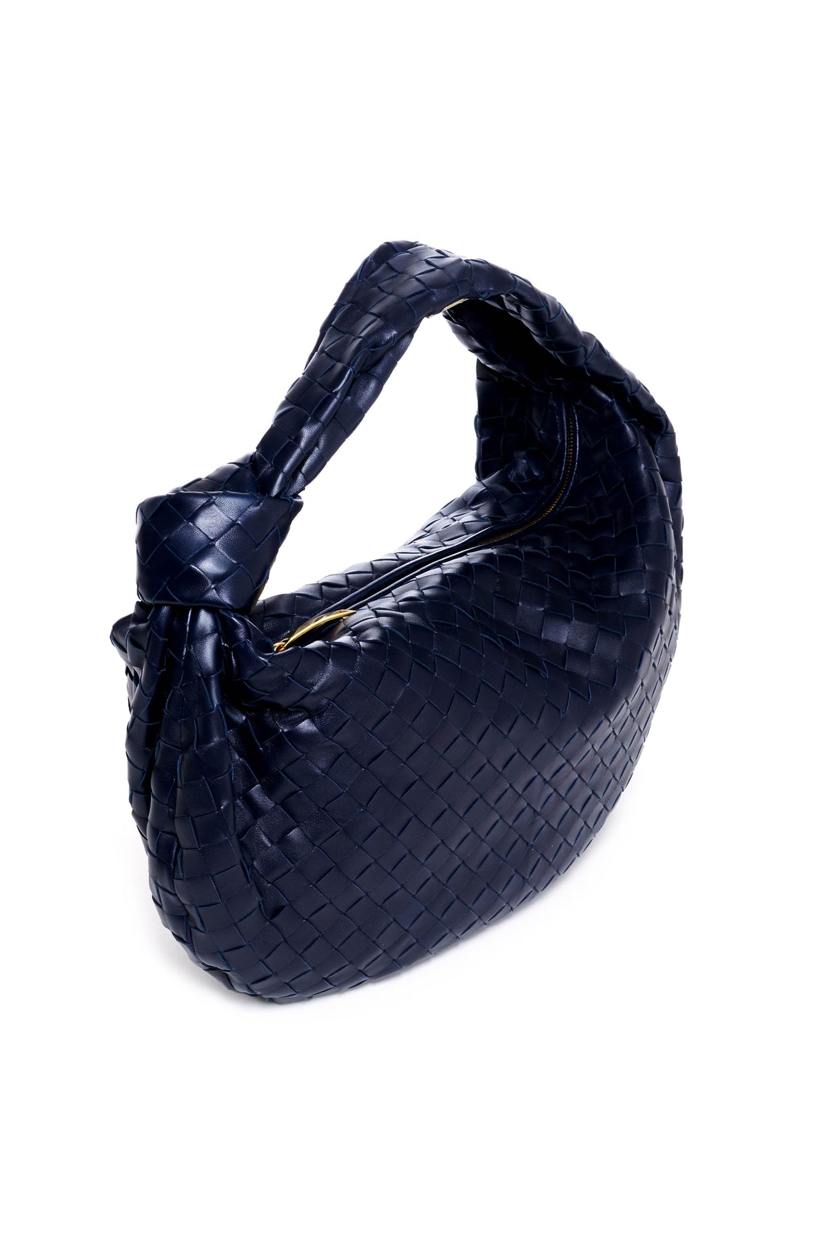 Bottega Veneta Navy Blue Intrecciato Small Jodie Purse