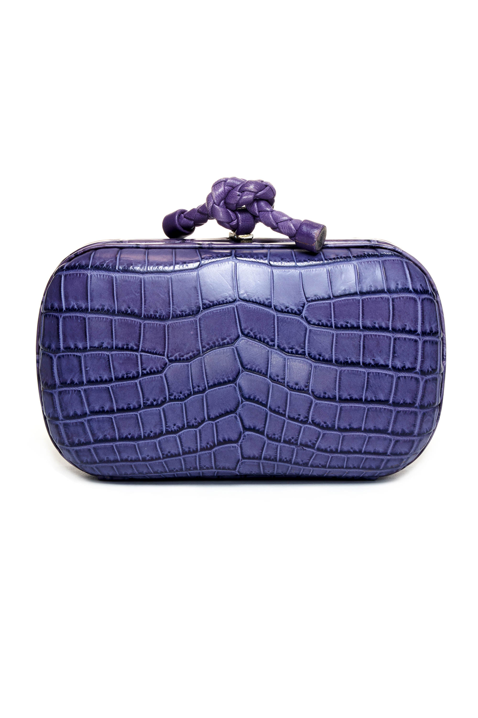 Bottega Veneta Purple Alligator Minaudiere Clutch