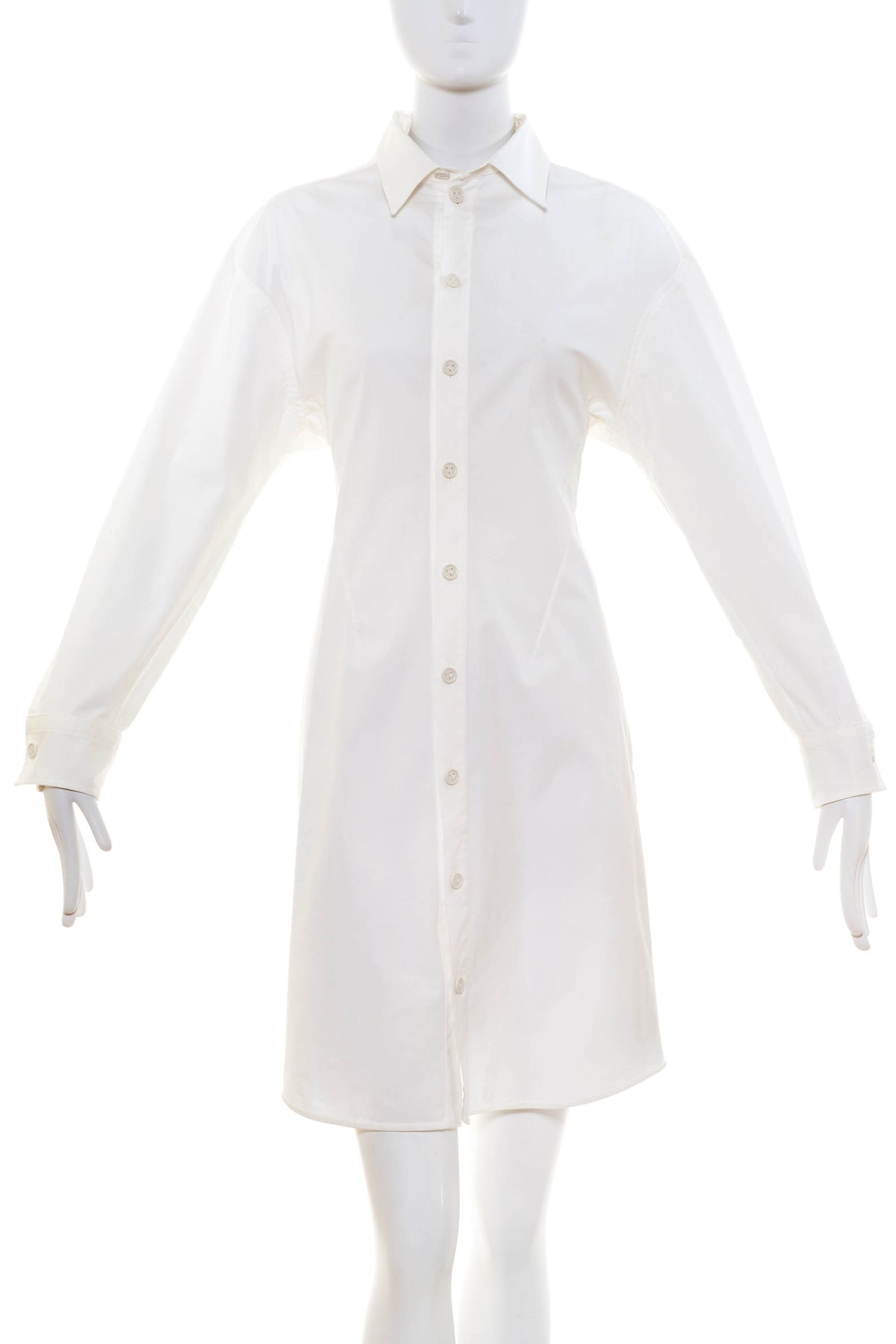 Bottega Veneta White Cotton Shirt Dress Size 42/6