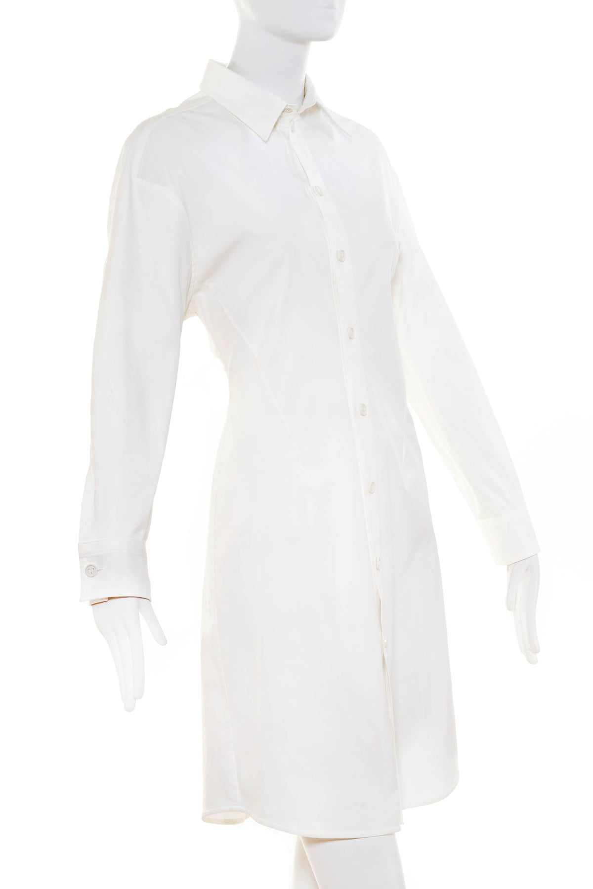 Bottega Veneta White Cotton Shirt Dress Size 42/6